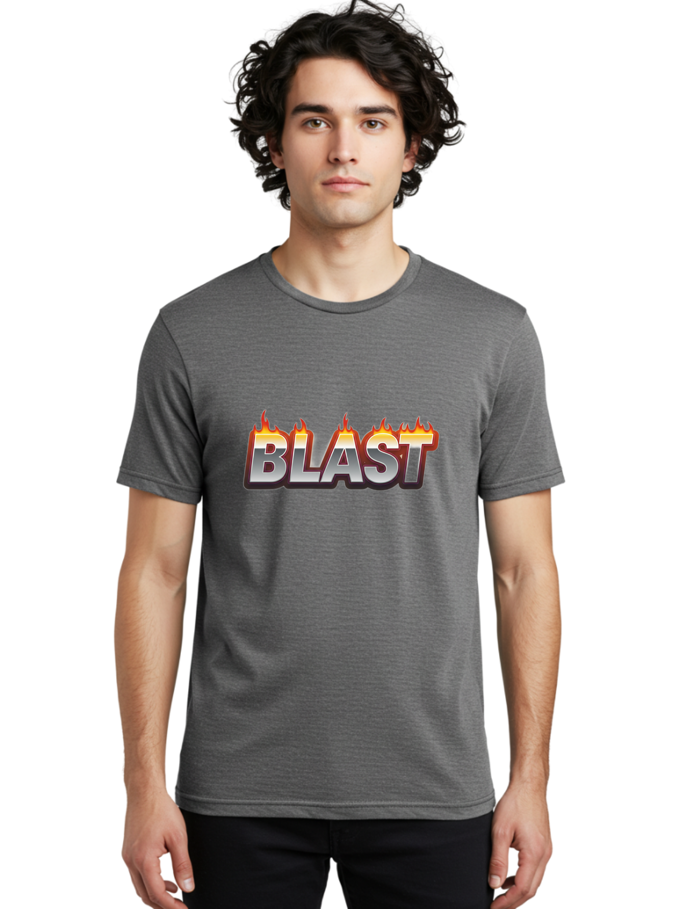 Blast Men'S Graphic Tee, 100% Cotton, Comfortable Casual Summer Wear, Machine Washable, Blast Text, Fire Flames, Bold Font, Silver Metallic, Red And Orange Hues, Intense Energy, Fiery Effect, Dramatic Typography, Explosive Design, Baa167 12