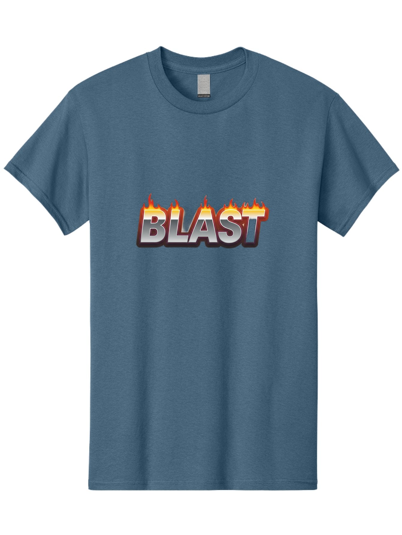 Blast Men'S Graphic Tee, 100% Cotton, Comfortable Casual Summer Wear, Machine Washable, Blast Text, Fire Flames, Bold Font, Silver Metallic, Red And Orange Hues, Intense Energy, Fiery Effect, Dramatic Typography, Explosive Design, Baa167 11