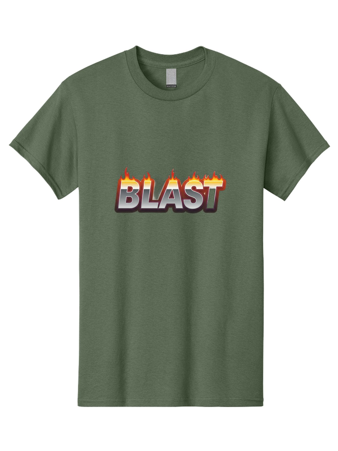 Blast Men'S Graphic Tee, 100% Cotton, Comfortable Casual Summer Wear, Machine Washable, Blast Text, Fire Flames, Bold Font, Silver Metallic, Red And Orange Hues, Intense Energy, Fiery Effect, Dramatic Typography, Explosive Design, Baa167 3