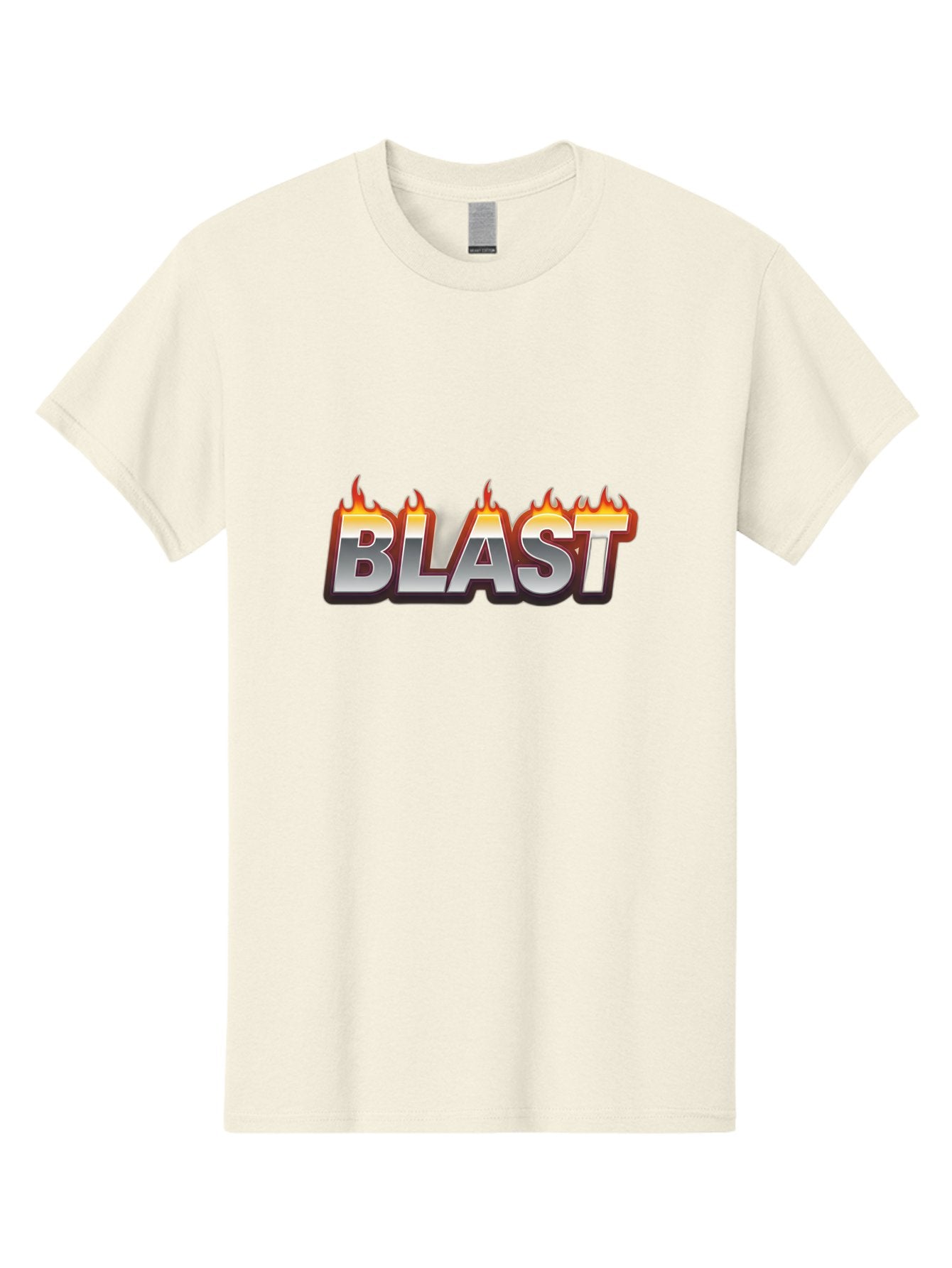 Blast Men'S Graphic Tee, 100% Cotton, Comfortable Casual Summer Wear, Machine Washable, Blast Text, Fire Flames, Bold Font, Silver Metallic, Red And Orange Hues, Intense Energy, Fiery Effect, Dramatic Typography, Explosive Design, Baa167 7