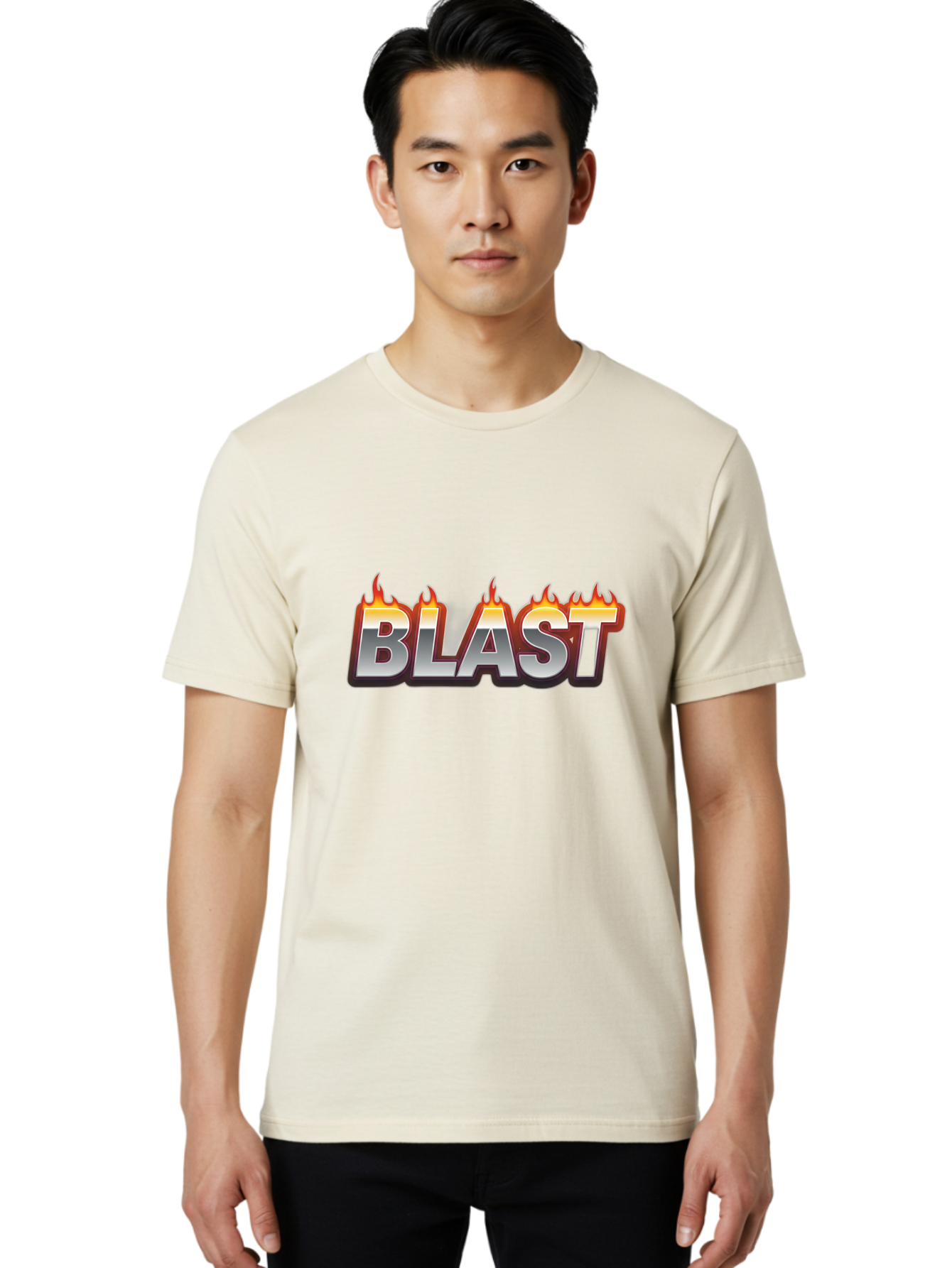 Blast Men'S Graphic Tee, 100% Cotton, Comfortable Casual Summer Wear, Machine Washable, Blast Text, Fire Flames, Bold Font, Silver Metallic, Red And Orange Hues, Intense Energy, Fiery Effect, Dramatic Typography, Explosive Design, Baa167 26