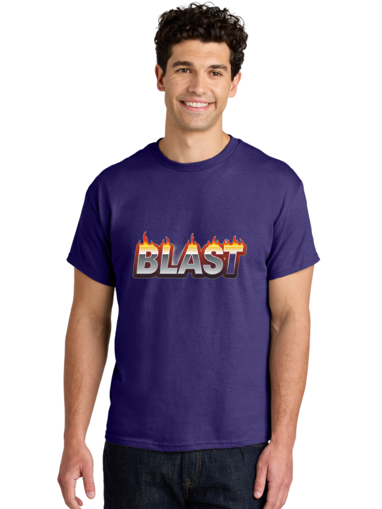 Blast Men'S Graphic Tee, 100% Cotton, Comfortable Casual Summer Wear, Machine Washable, Blast Text, Fire Flames, Bold Font, Silver Metallic, Red And Orange Hues, Intense Energy, Fiery Effect, Dramatic Typography, Explosive Design, Baa167 16