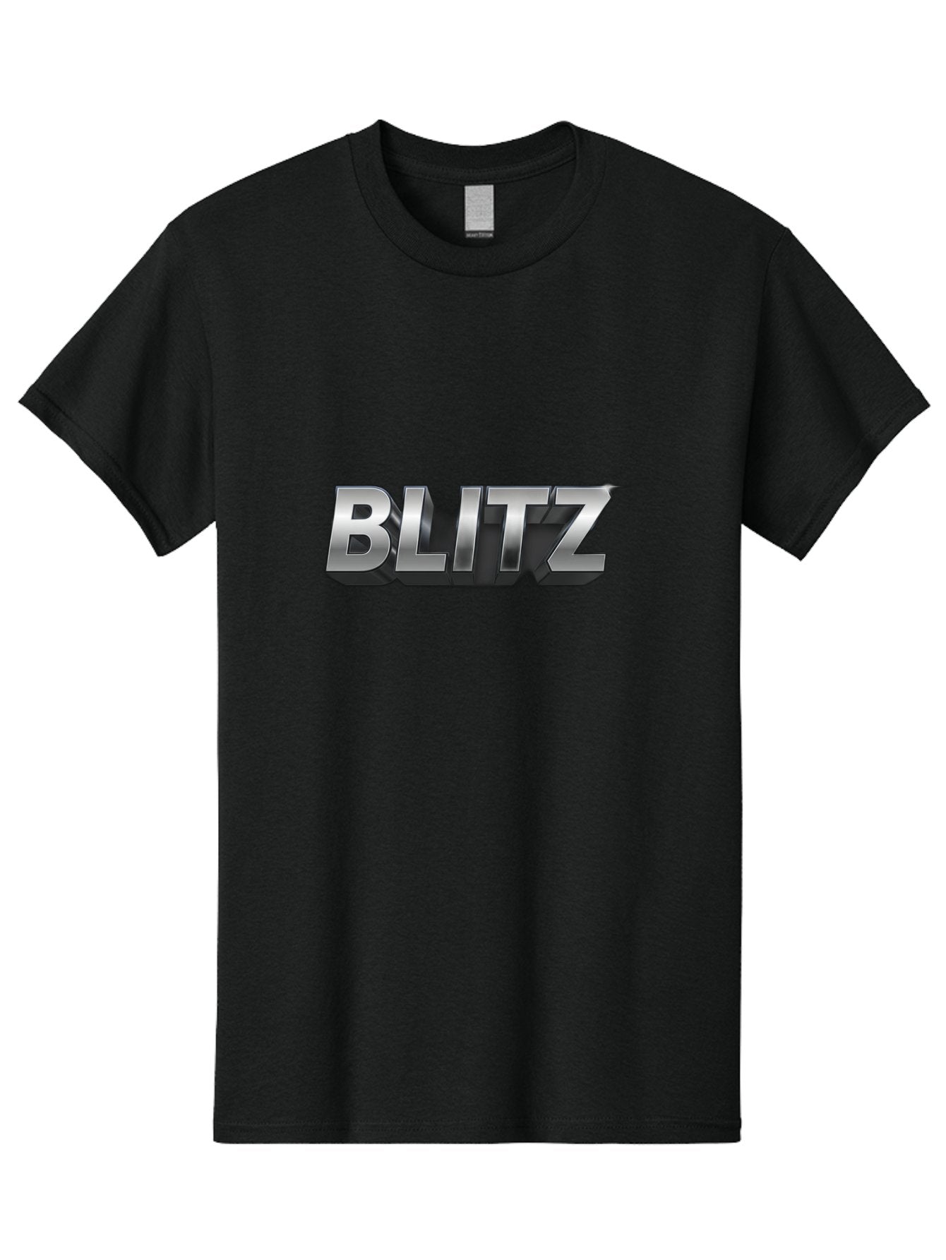 Blitz Men'S Graphic Tee, 100% Cotton, Comfortable Casual Summer Wear, Machine Washable, Silver Metallic Text, 3D Effect, High Energy, Bold Typography, Modern Design, Intense, Dynamic, Futuristic Style Baa168 4
