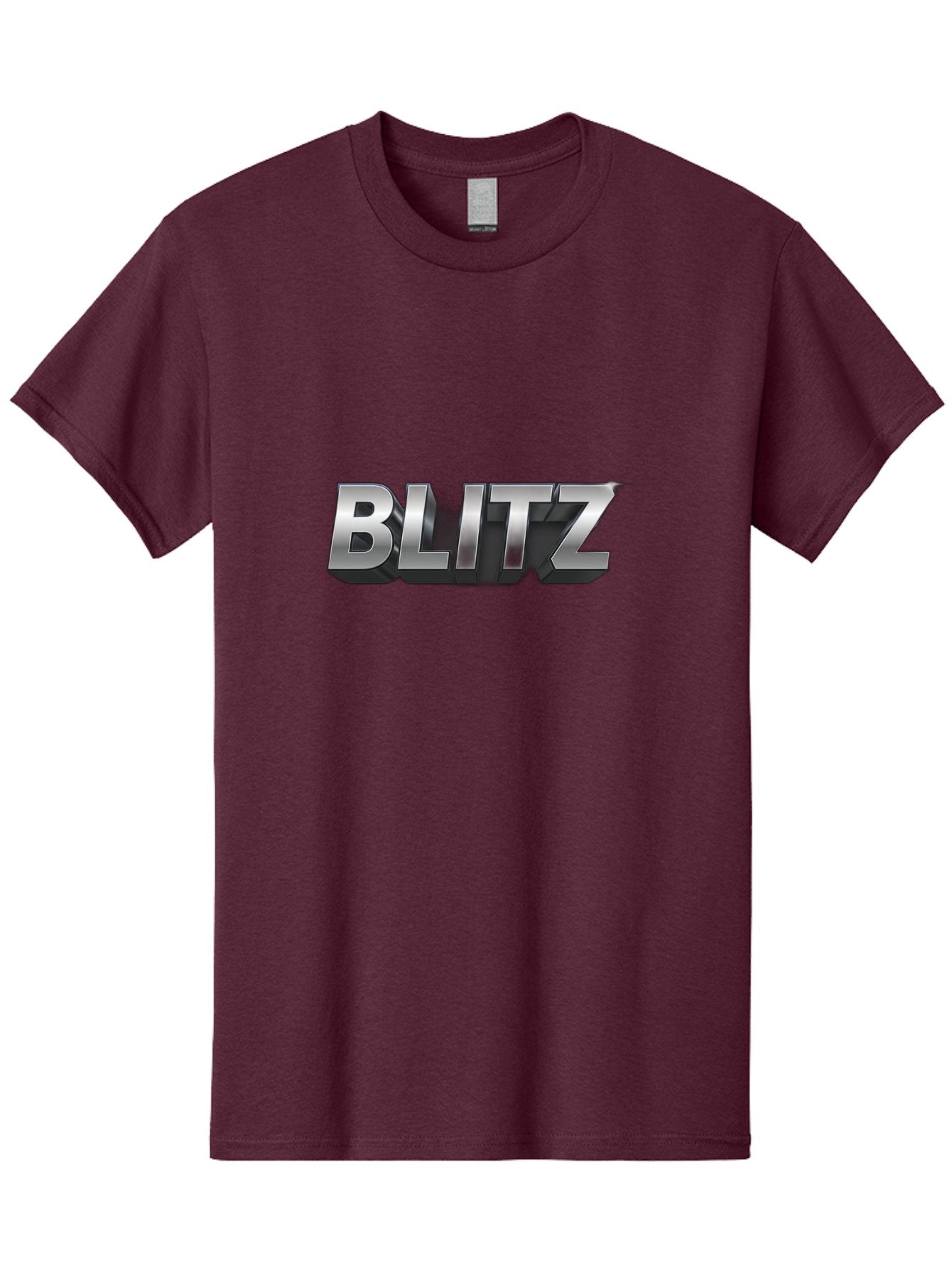 Blitz Men'S Graphic Tee, 100% Cotton, Comfortable Casual Summer Wear, Machine Washable, Silver Metallic Text, 3D Effect, High Energy, Bold Typography, Modern Design, Intense, Dynamic, Futuristic Style Baa168 3