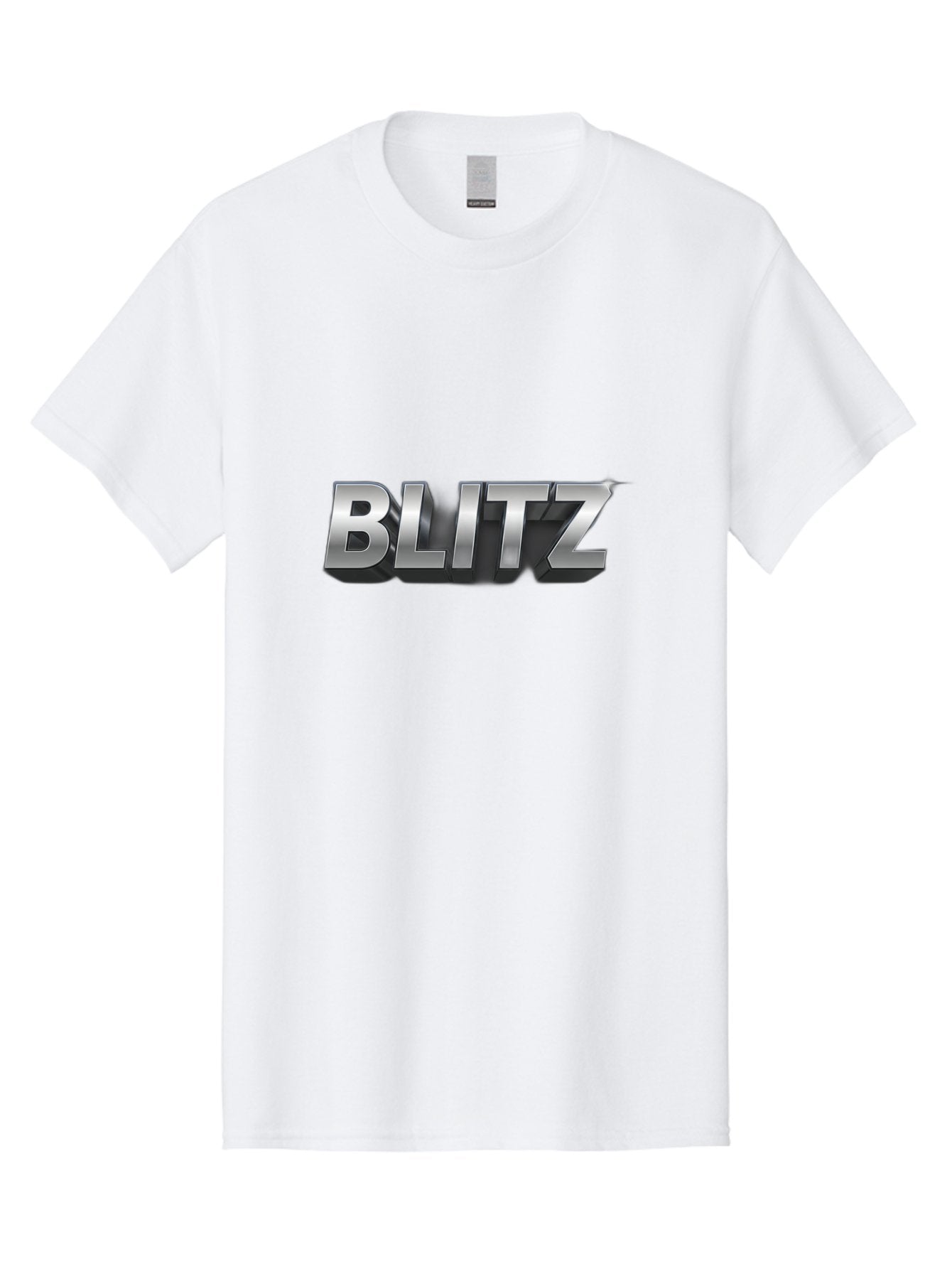 Blitz Men'S Graphic Tee, 100% Cotton, Comfortable Casual Summer Wear, Machine Washable, Silver Metallic Text, 3D Effect, High Energy, Bold Typography, Modern Design, Intense, Dynamic, Futuristic Style Baa168 14