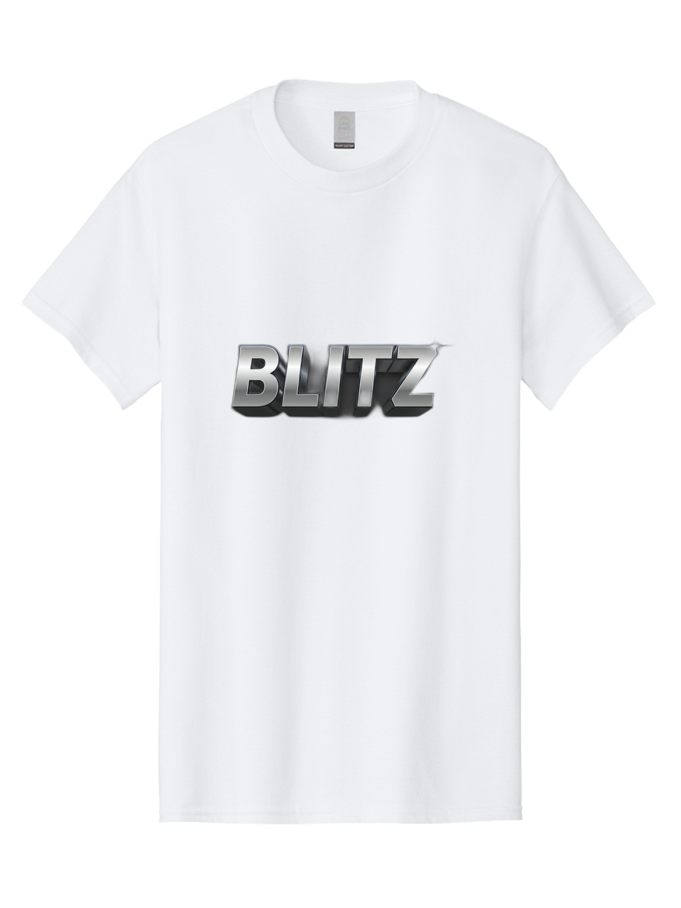 Blitz Men'S Graphic Tee, 100% Cotton, Comfortable Casual Summer Wear, Machine Washable, Silver Metallic Text, 3D Effect, High Energy, Bold Typography, Modern Design, Intense, Dynamic, Futuristic Style Baa168 3