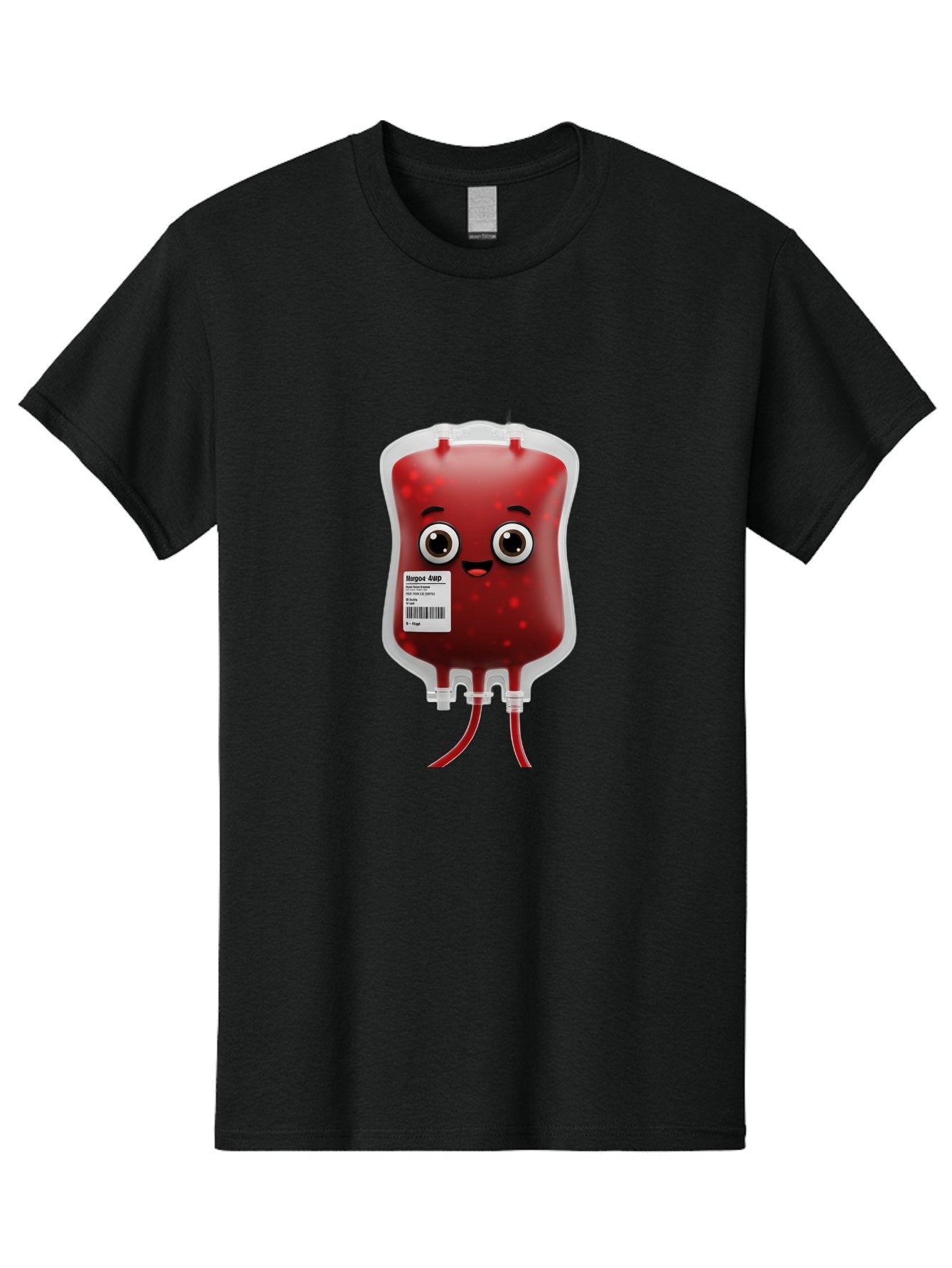 Blood-Bag Men'S Graphic Tee, 100% Cotton, Comfortable Casual Summer Wear, Machine Washable, Blood Bag With Face, Cartoon Character, Red Liquid, Medical Supply, Barcode Label, Iv Drip, Healthcare, Donation, Transfusion Baa169 11