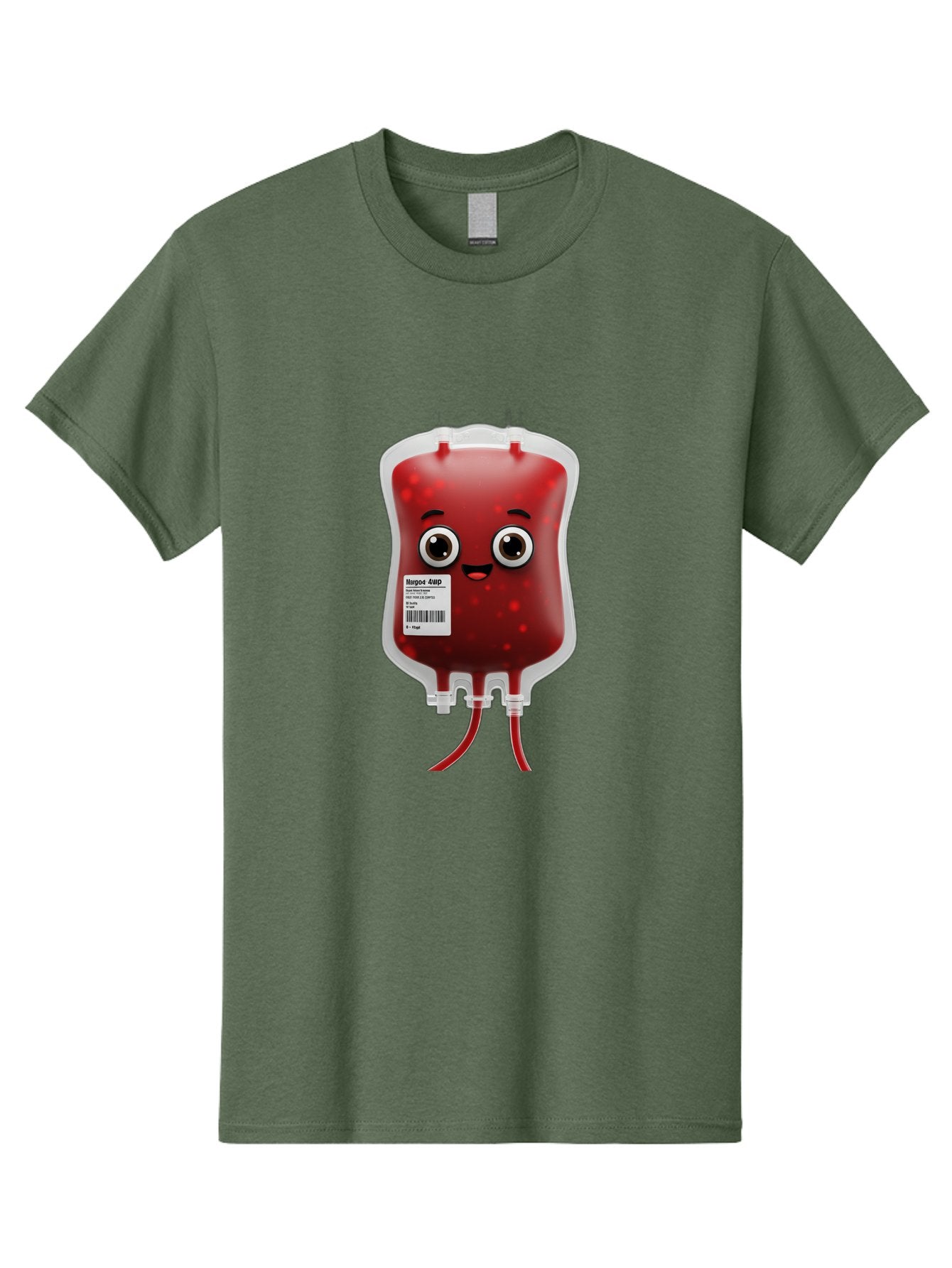 Blood-Bag Men'S Graphic Tee, 100% Cotton, Comfortable Casual Summer Wear, Machine Washable, Blood Bag With Face, Cartoon Character, Red Liquid, Medical Supply, Barcode Label, Iv Drip, Healthcare, Donation, Transfusion Baa169 15