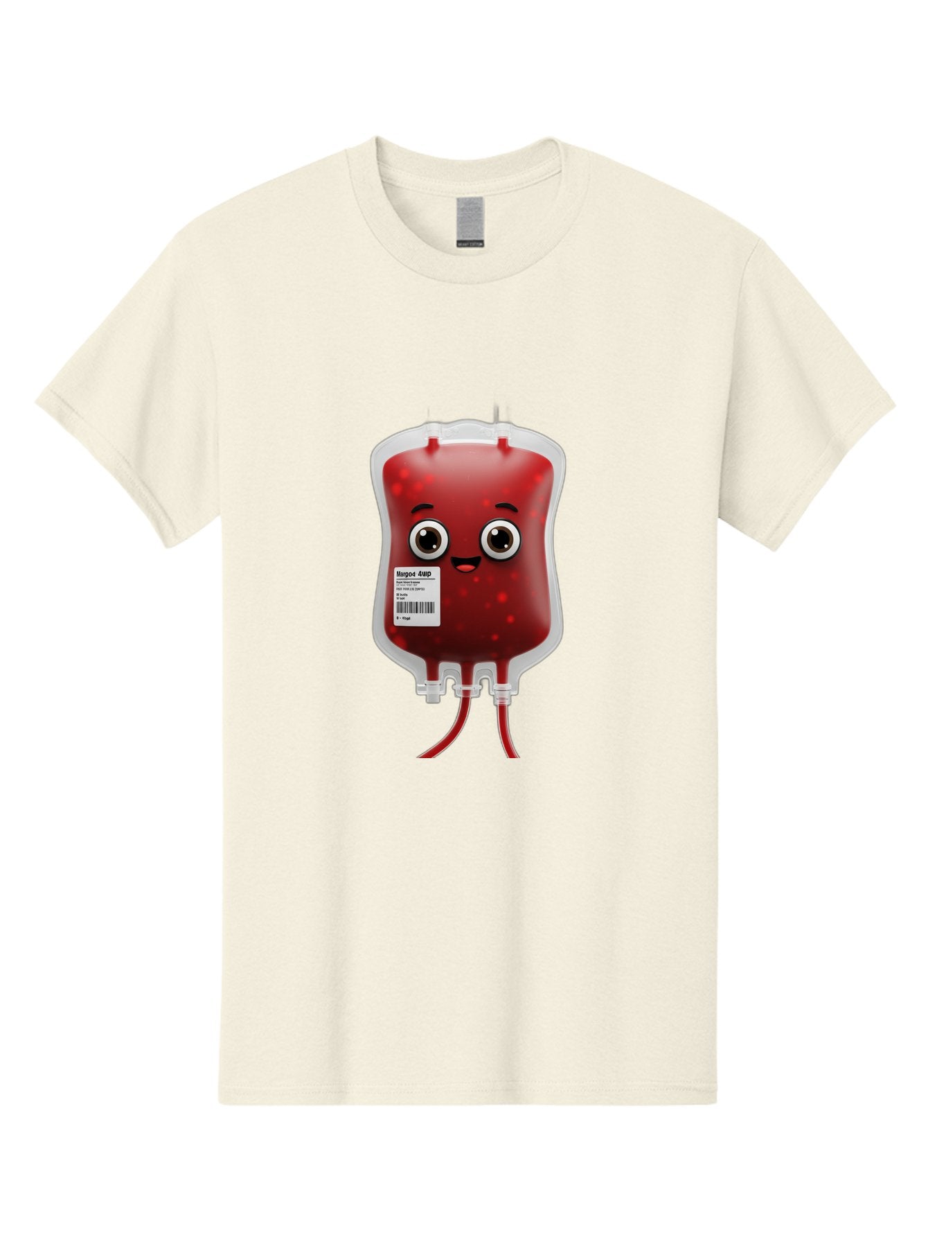 Blood-Bag Men'S Graphic Tee, 100% Cotton, Comfortable Casual Summer Wear, Machine Washable, Blood Bag With Face, Cartoon Character, Red Liquid, Medical Supply, Barcode Label, Iv Drip, Healthcare, Donation, Transfusion Baa169 3