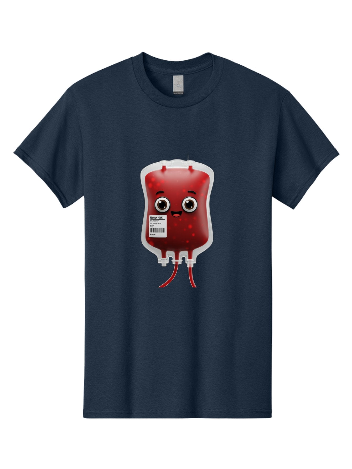 Blood-Bag Men'S Graphic Tee, 100% Cotton, Comfortable Casual Summer Wear, Machine Washable, Blood Bag With Face, Cartoon Character, Red Liquid, Medical Supply, Barcode Label, Iv Drip, Healthcare, Donation, Transfusion Baa169 9