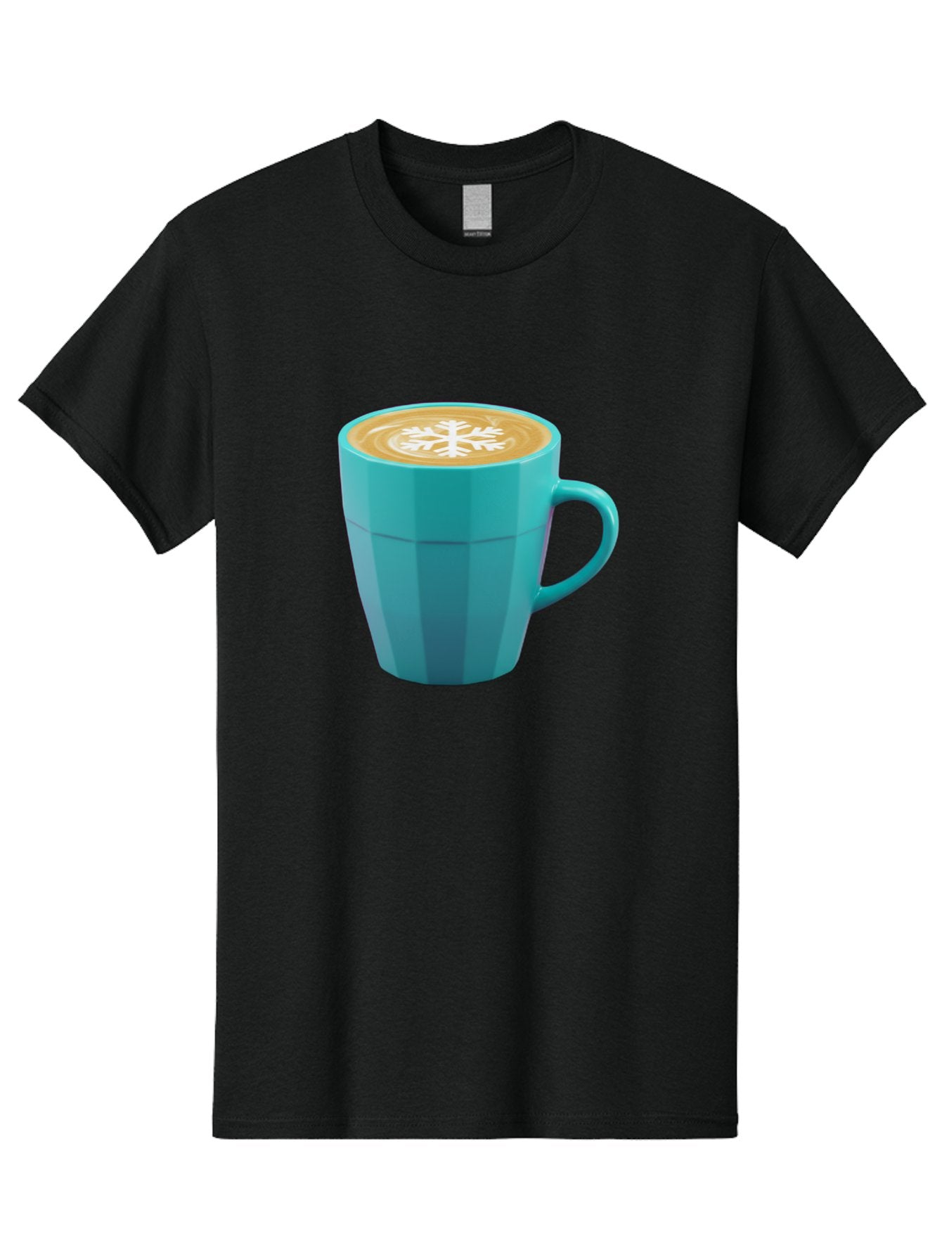 Blue-Coffee-Mug Men'S Graphic Tee, 100% Cotton, Comfortable Casual Summer Wear, Machine Washable, Coffee Cup, Blue Mug, Latte Art, Snowflake Design, Coffee Drink, Morning Coffee, Caffeine Boost, Beverage, Coffee Culture, Winter Theme Baa170 6