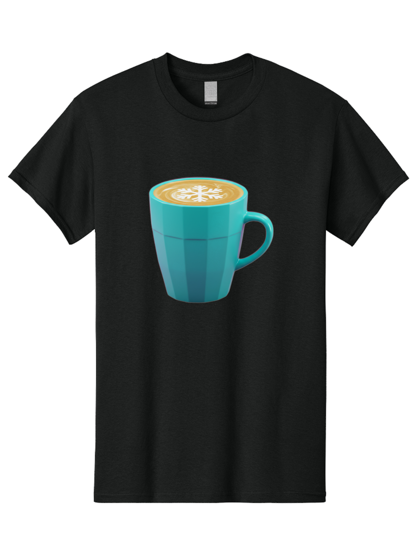 Blue-Coffee-Mug Men'S Graphic Tee, 100% Cotton, Comfortable Casual Summer Wear, Machine Washable, Coffee Cup, Blue Mug, Latte Art, Snowflake Design, Coffee Drink, Morning Coffee, Caffeine Boost, Beverage, Coffee Culture, Winter Theme Baa170 13