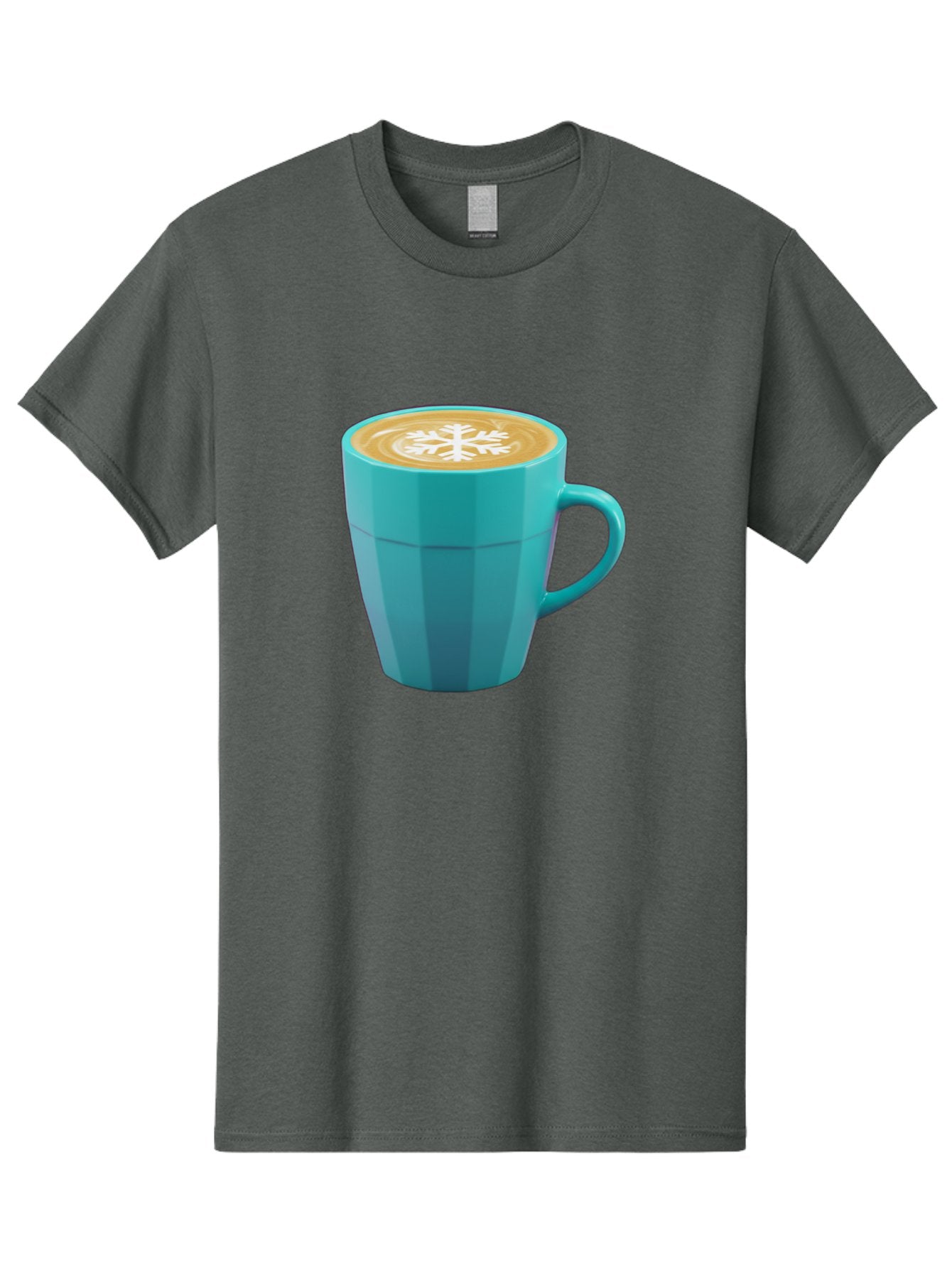 Blue-Coffee-Mug Men'S Graphic Tee, 100% Cotton, Comfortable Casual Summer Wear, Machine Washable, Coffee Cup, Blue Mug, Latte Art, Snowflake Design, Coffee Drink, Morning Coffee, Caffeine Boost, Beverage, Coffee Culture, Winter Theme Baa170 4