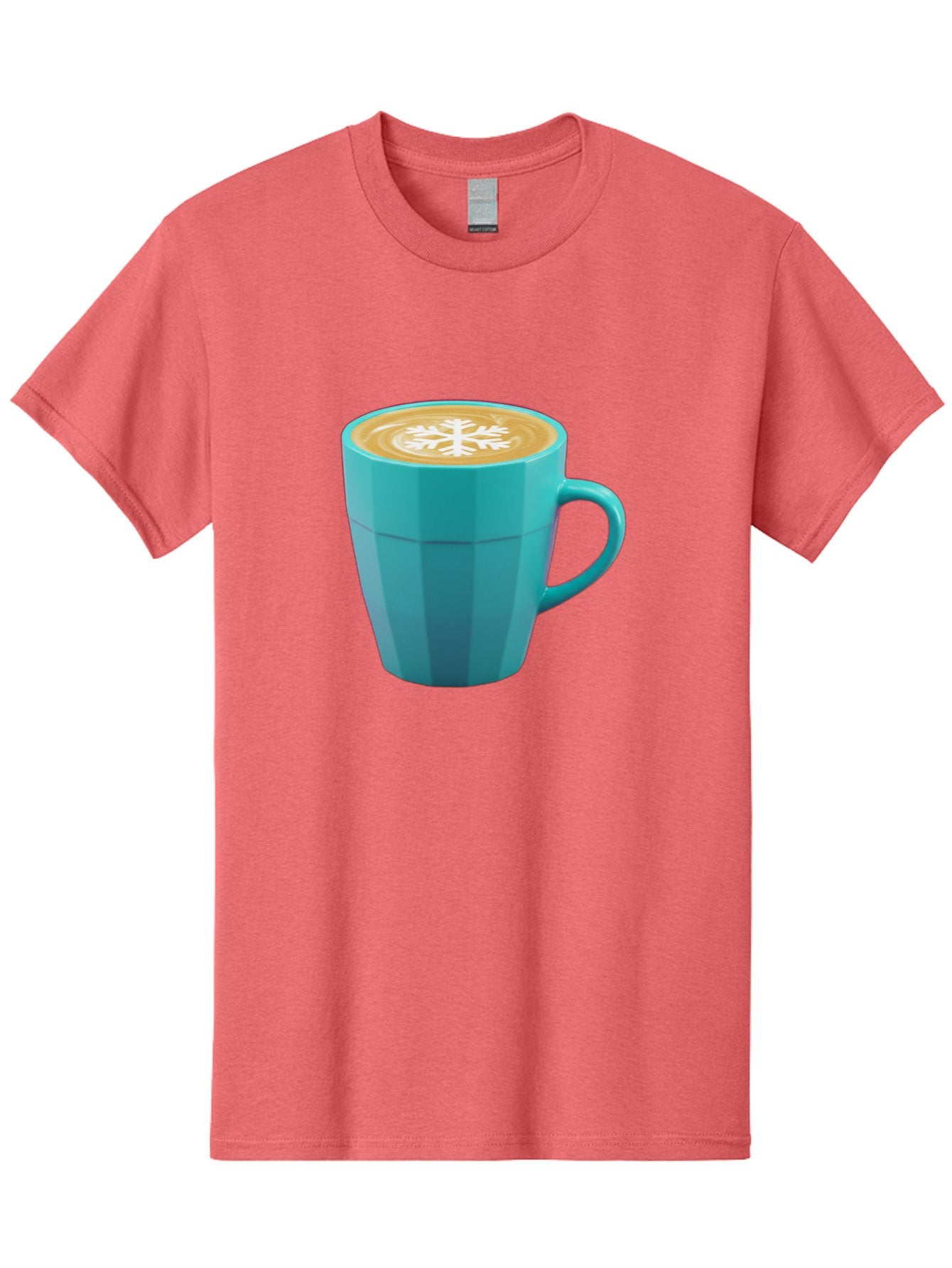 Blue-Coffee-Mug Men'S Graphic Tee, 100% Cotton, Comfortable Casual Summer Wear, Machine Washable, Coffee Cup, Blue Mug, Latte Art, Snowflake Design, Coffee Drink, Morning Coffee, Caffeine Boost, Beverage, Coffee Culture, Winter Theme Baa170