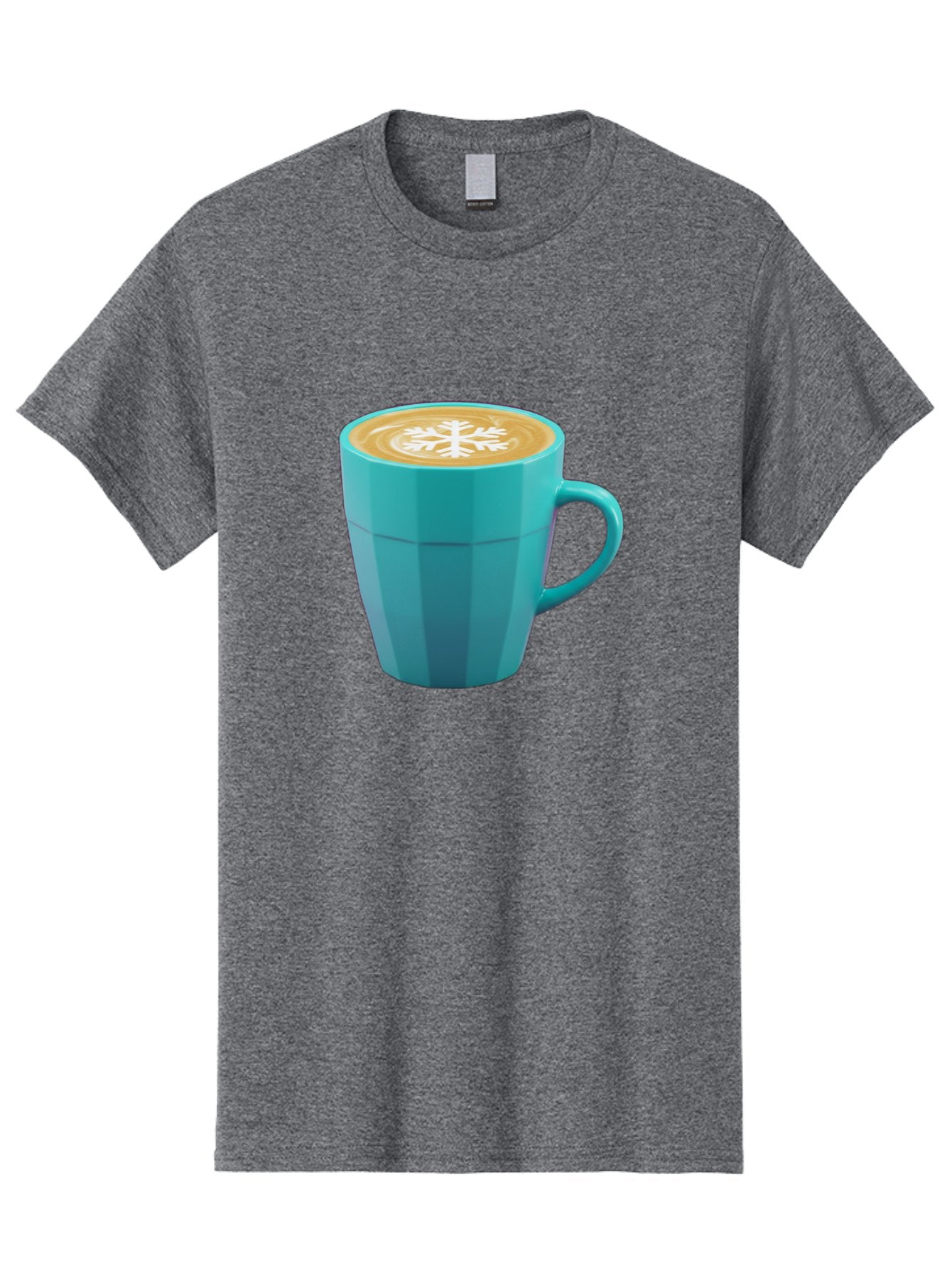 Blue-Coffee-Mug Men'S Graphic Tee, 100% Cotton, Comfortable Casual Summer Wear, Machine Washable, Coffee Cup, Blue Mug, Latte Art, Snowflake Design, Coffee Drink, Morning Coffee, Caffeine Boost, Beverage, Coffee Culture, Winter Theme Baa170 11