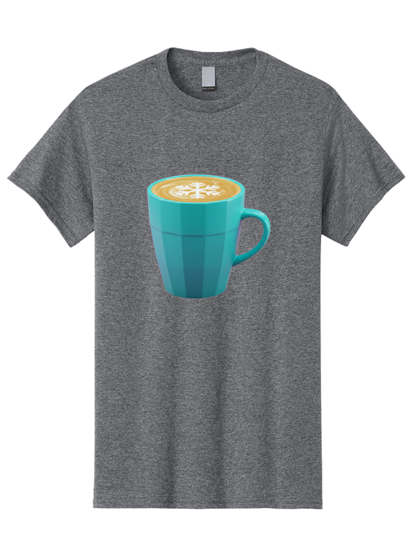 Blue-Coffee-Mug Men'S Graphic Tee, 100% Cotton, Comfortable Casual Summer Wear, Machine Washable, Coffee Cup, Blue Mug, Latte Art, Snowflake Design, Coffee Drink, Morning Coffee, Caffeine Boost, Beverage, Coffee Culture, Winter Theme Baa170 7