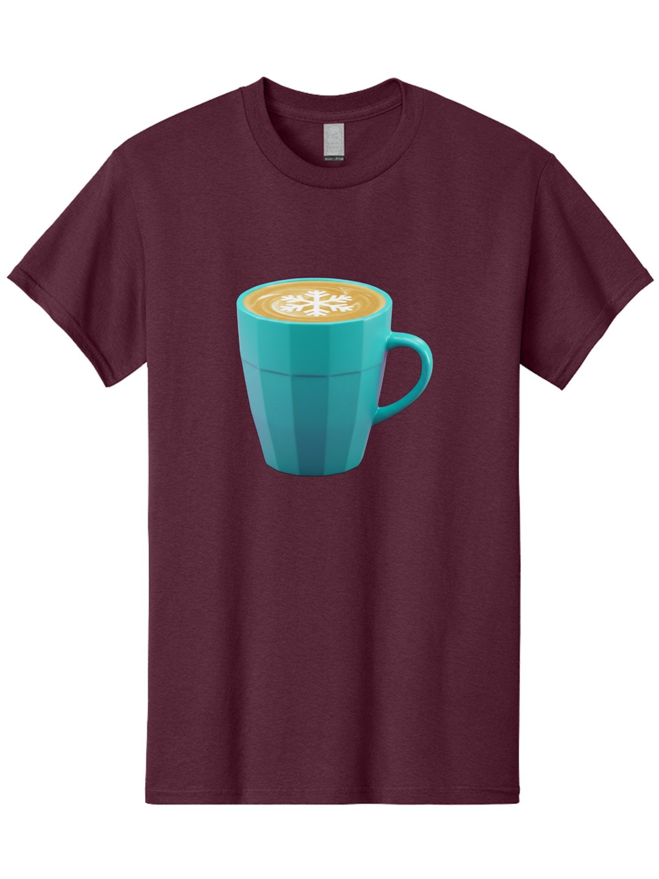 Blue-Coffee-Mug Men'S Graphic Tee, 100% Cotton, Comfortable Casual Summer Wear, Machine Washable, Coffee Cup, Blue Mug, Latte Art, Snowflake Design, Coffee Drink, Morning Coffee, Caffeine Boost, Beverage, Coffee Culture, Winter Theme Baa170