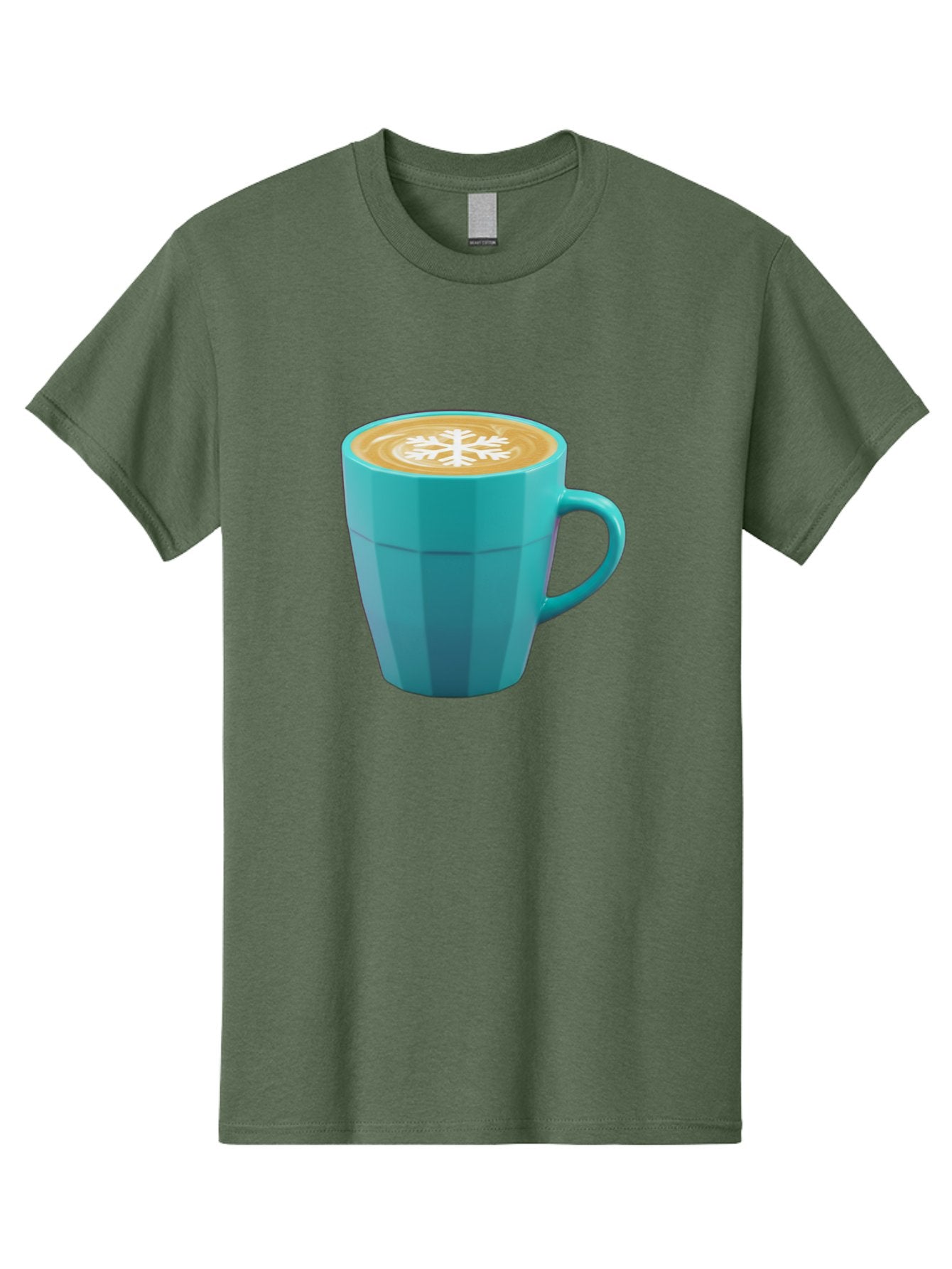 Blue-Coffee-Mug Men'S Graphic Tee, 100% Cotton, Comfortable Casual Summer Wear, Machine Washable, Coffee Cup, Blue Mug, Latte Art, Snowflake Design, Coffee Drink, Morning Coffee, Caffeine Boost, Beverage, Coffee Culture, Winter Theme Baa170 12