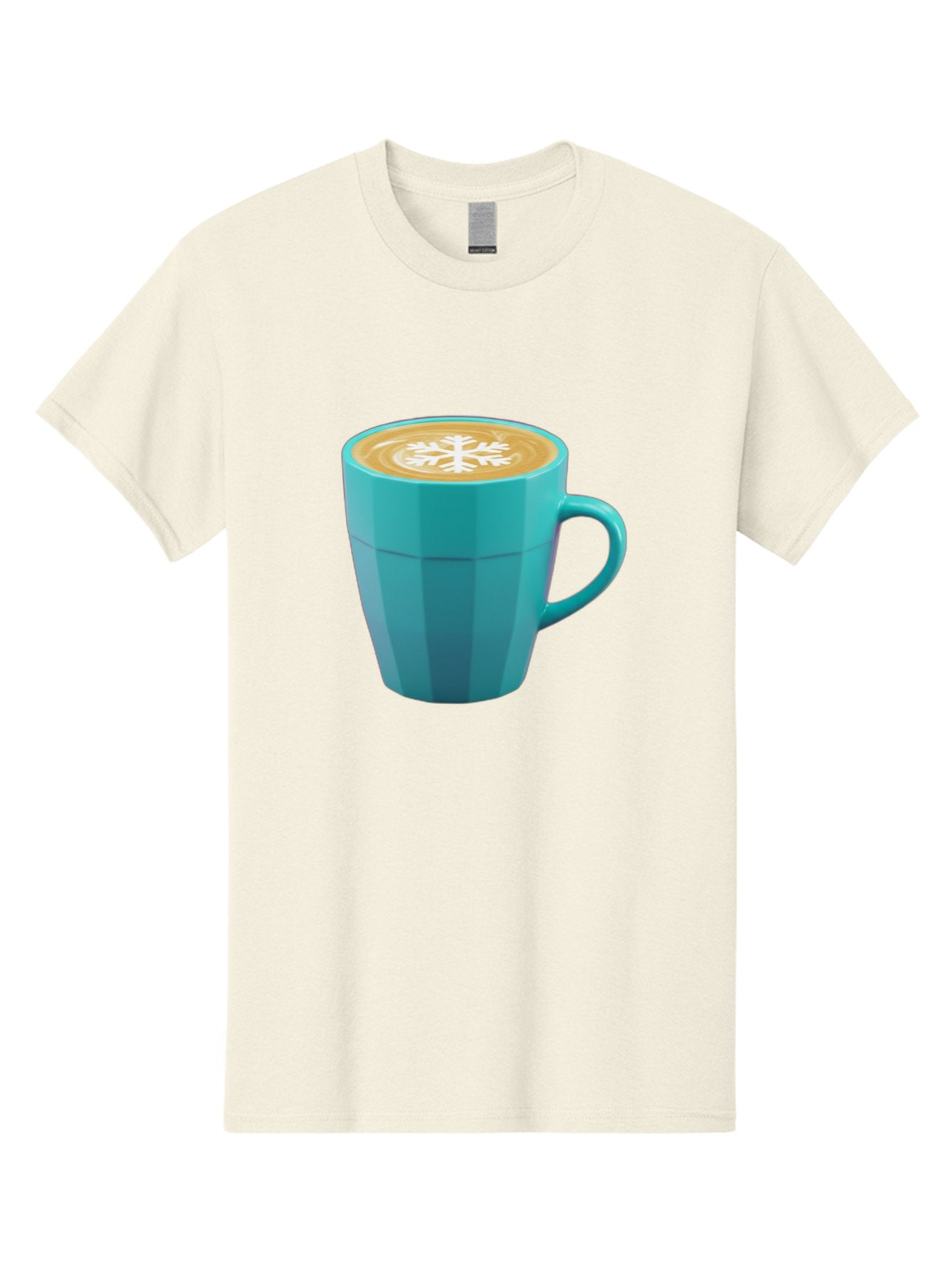 Blue-Coffee-Mug Men'S Graphic Tee, 100% Cotton, Comfortable Casual Summer Wear, Machine Washable, Coffee Cup, Blue Mug, Latte Art, Snowflake Design, Coffee Drink, Morning Coffee, Caffeine Boost, Beverage, Coffee Culture, Winter Theme Baa170 9