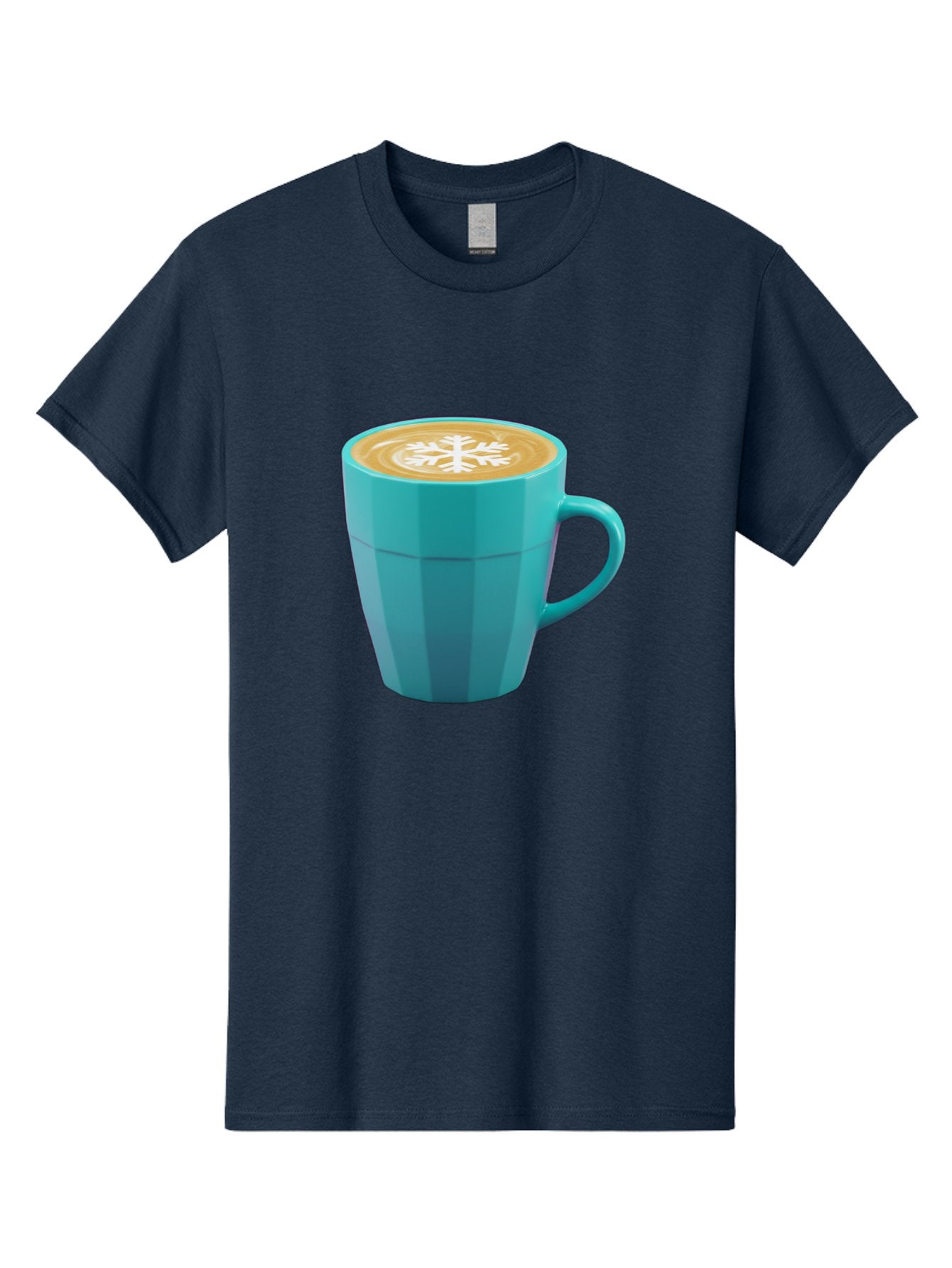 Blue-Coffee-Mug Men'S Graphic Tee, 100% Cotton, Comfortable Casual Summer Wear, Machine Washable, Coffee Cup, Blue Mug, Latte Art, Snowflake Design, Coffee Drink, Morning Coffee, Caffeine Boost, Beverage, Coffee Culture, Winter Theme Baa170 14