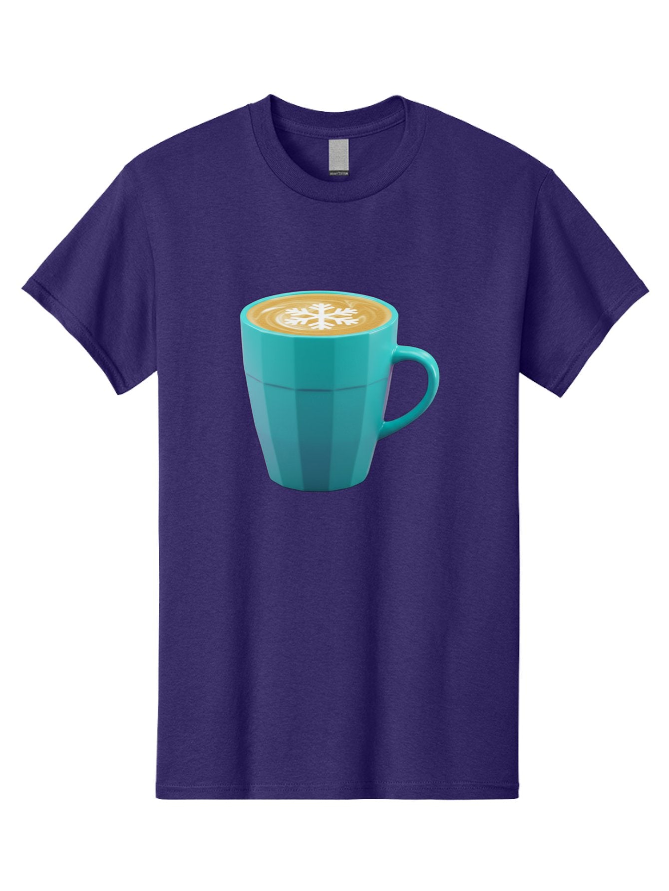 Blue-Coffee-Mug Men'S Graphic Tee, 100% Cotton, Comfortable Casual Summer Wear, Machine Washable, Coffee Cup, Blue Mug, Latte Art, Snowflake Design, Coffee Drink, Morning Coffee, Caffeine Boost, Beverage, Coffee Culture, Winter Theme Baa170 8