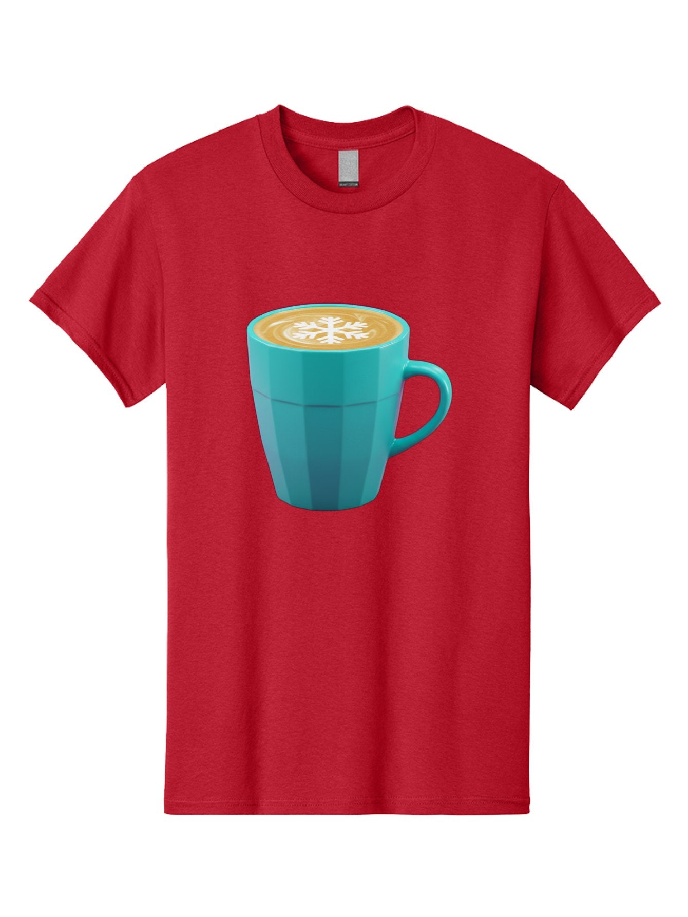 Blue-Coffee-Mug Men'S Graphic Tee, 100% Cotton, Comfortable Casual Summer Wear, Machine Washable, Coffee Cup, Blue Mug, Latte Art, Snowflake Design, Coffee Drink, Morning Coffee, Caffeine Boost, Beverage, Coffee Culture, Winter Theme Baa170 13