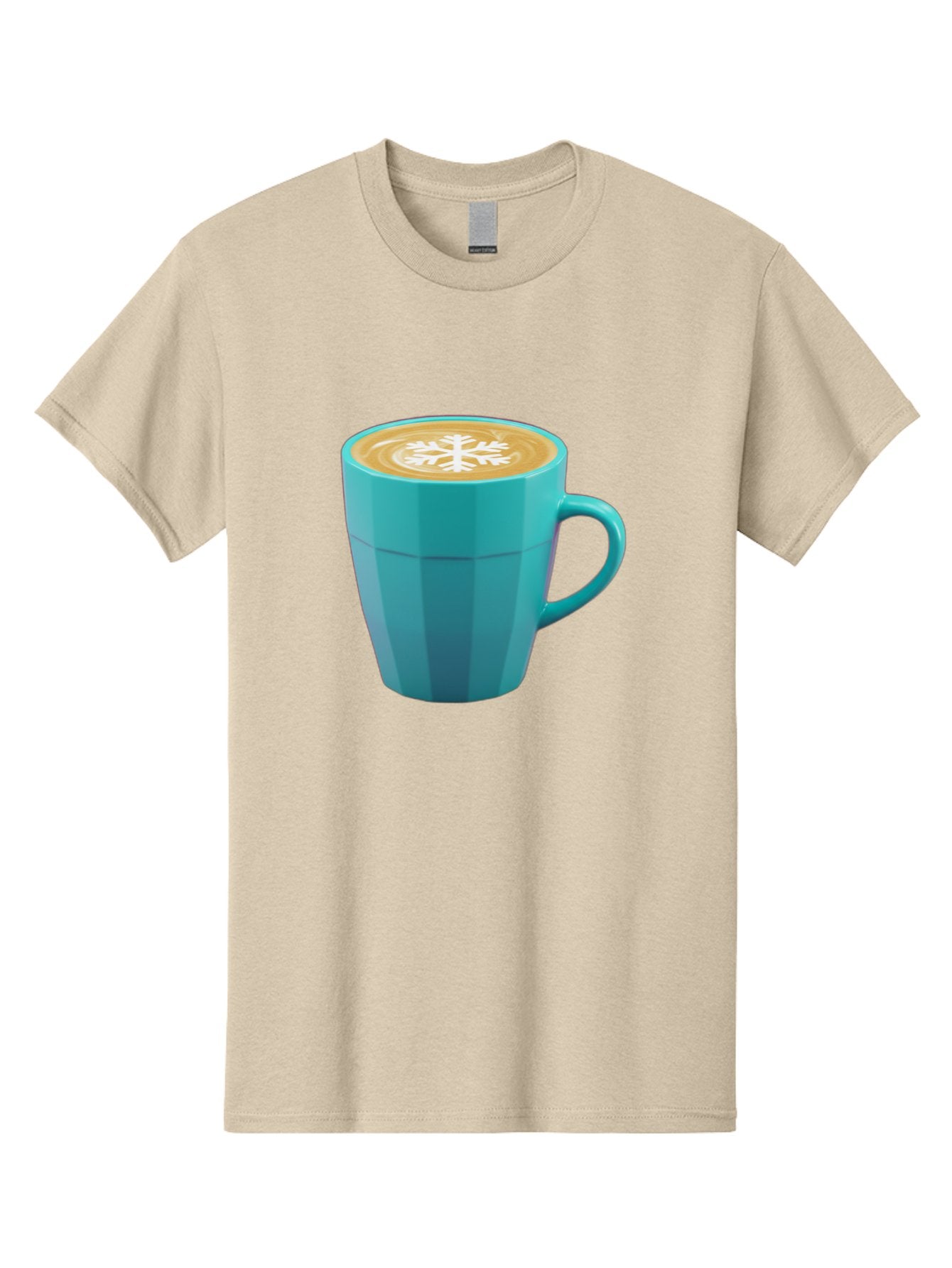 Blue-Coffee-Mug Men'S Graphic Tee, 100% Cotton, Comfortable Casual Summer Wear, Machine Washable, Coffee Cup, Blue Mug, Latte Art, Snowflake Design, Coffee Drink, Morning Coffee, Caffeine Boost, Beverage, Coffee Culture, Winter Theme Baa170 5