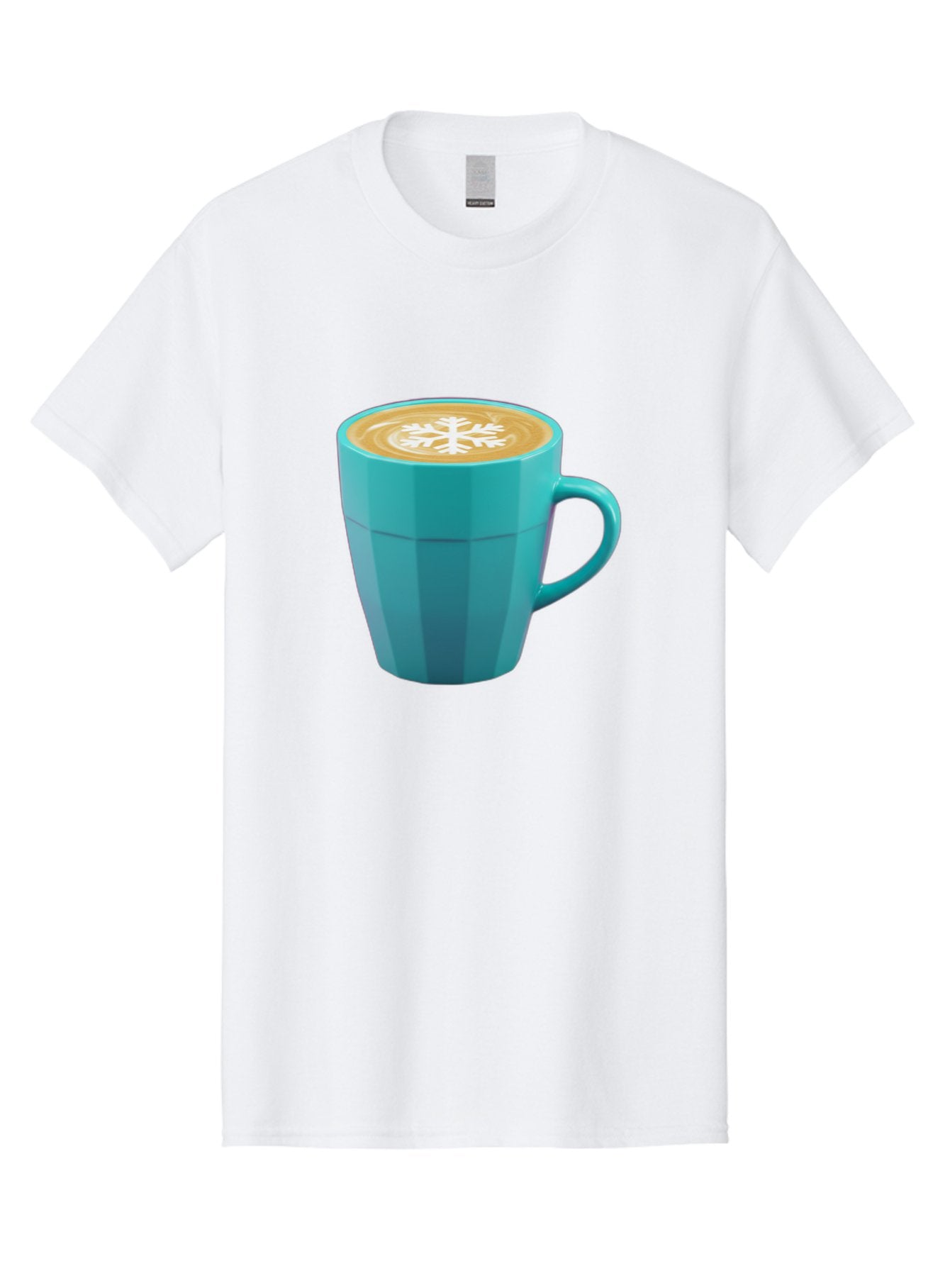 Blue-Coffee-Mug Men'S Graphic Tee, 100% Cotton, Comfortable Casual Summer Wear, Machine Washable, Coffee Cup, Blue Mug, Latte Art, Snowflake Design, Coffee Drink, Morning Coffee, Caffeine Boost, Beverage, Coffee Culture, Winter Theme Baa170 10