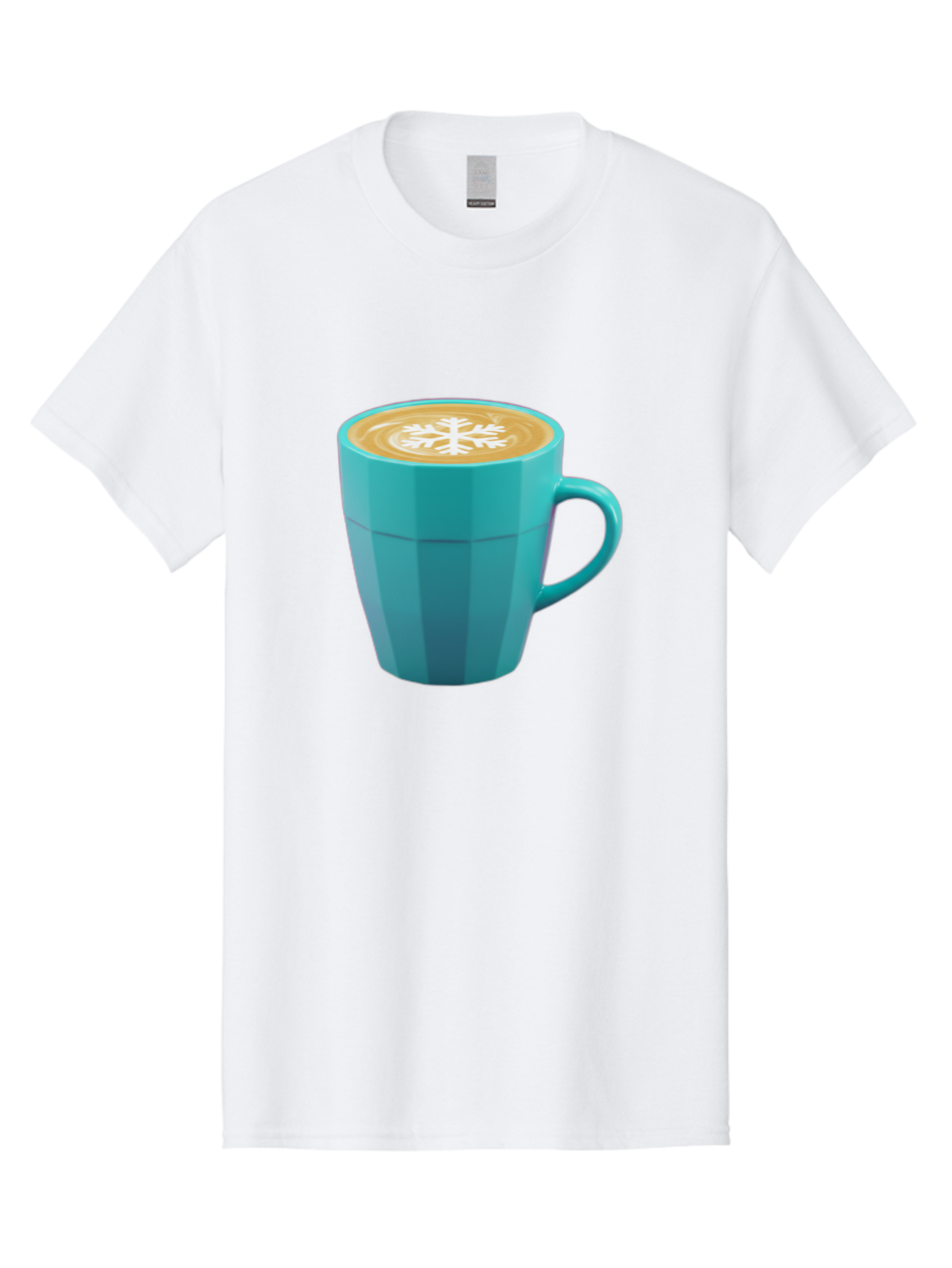 Blue-Coffee-Mug Men'S Graphic Tee, 100% Cotton, Comfortable Casual Summer Wear, Machine Washable, Coffee Cup, Blue Mug, Latte Art, Snowflake Design, Coffee Drink, Morning Coffee, Caffeine Boost, Beverage, Coffee Culture, Winter Theme Baa170 27