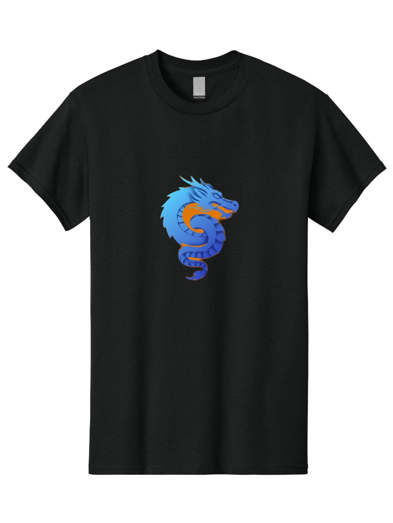 Blue-Dragon Men'S Graphic Tee, 100% Cotton, Comfortable Casual Summer Wear, Machine Washable, Blue Dragon, Orange Flames, Mythical Creature, Fantasy Art, Cartoon Illustration, Digital Graphics, Dragon Design, Logo Concept Baa173 4