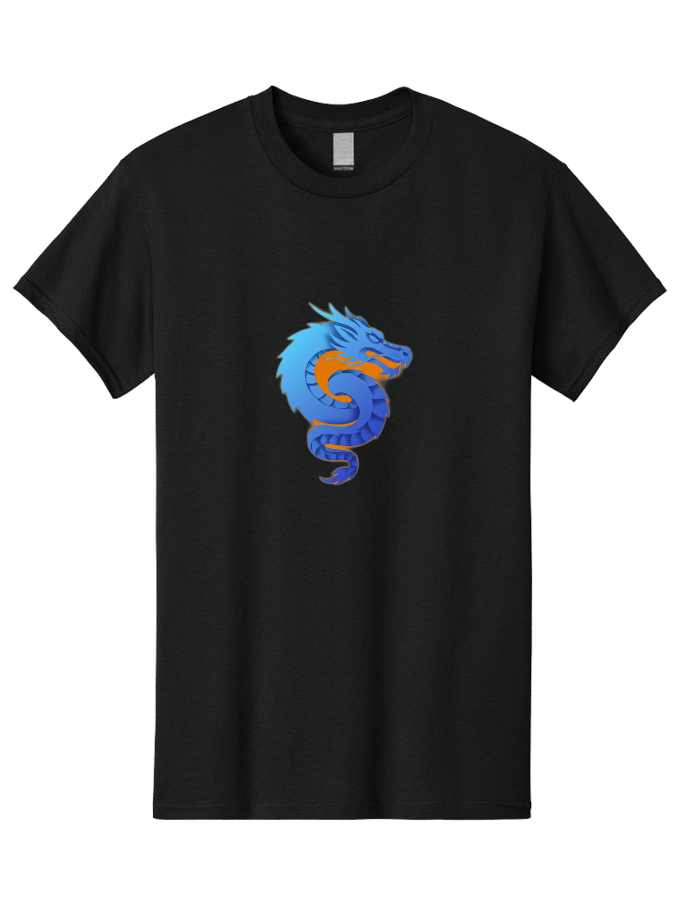 Blue-Dragon Men'S Graphic Tee, 100% Cotton, Comfortable Casual Summer Wear, Machine Washable, Blue Dragon, Orange Flames, Mythical Creature, Fantasy Art, Cartoon Illustration, Digital Graphics, Dragon Design, Logo Concept Baa173 23