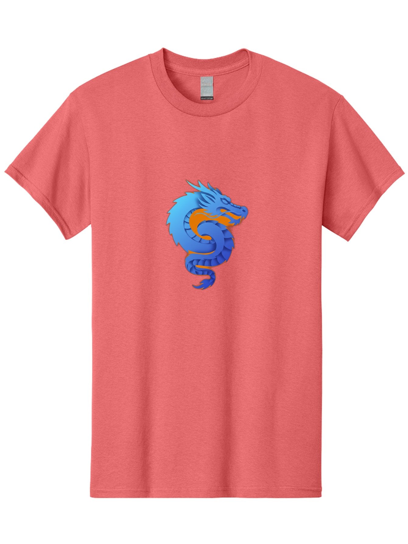 Blue-Dragon Men'S Graphic Tee, 100% Cotton, Comfortable Casual Summer Wear, Machine Washable, Blue Dragon, Orange Flames, Mythical Creature, Fantasy Art, Cartoon Illustration, Digital Graphics, Dragon Design, Logo Concept Baa173 9