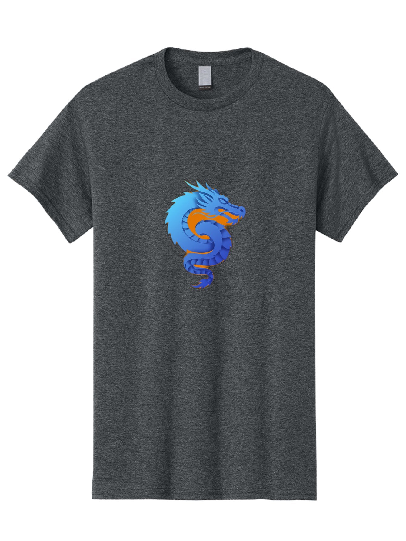 Blue-Dragon Men'S Graphic Tee, 100% Cotton, Comfortable Casual Summer Wear, Machine Washable, Blue Dragon, Orange Flames, Mythical Creature, Fantasy Art, Cartoon Illustration, Digital Graphics, Dragon Design, Logo Concept Baa173 15