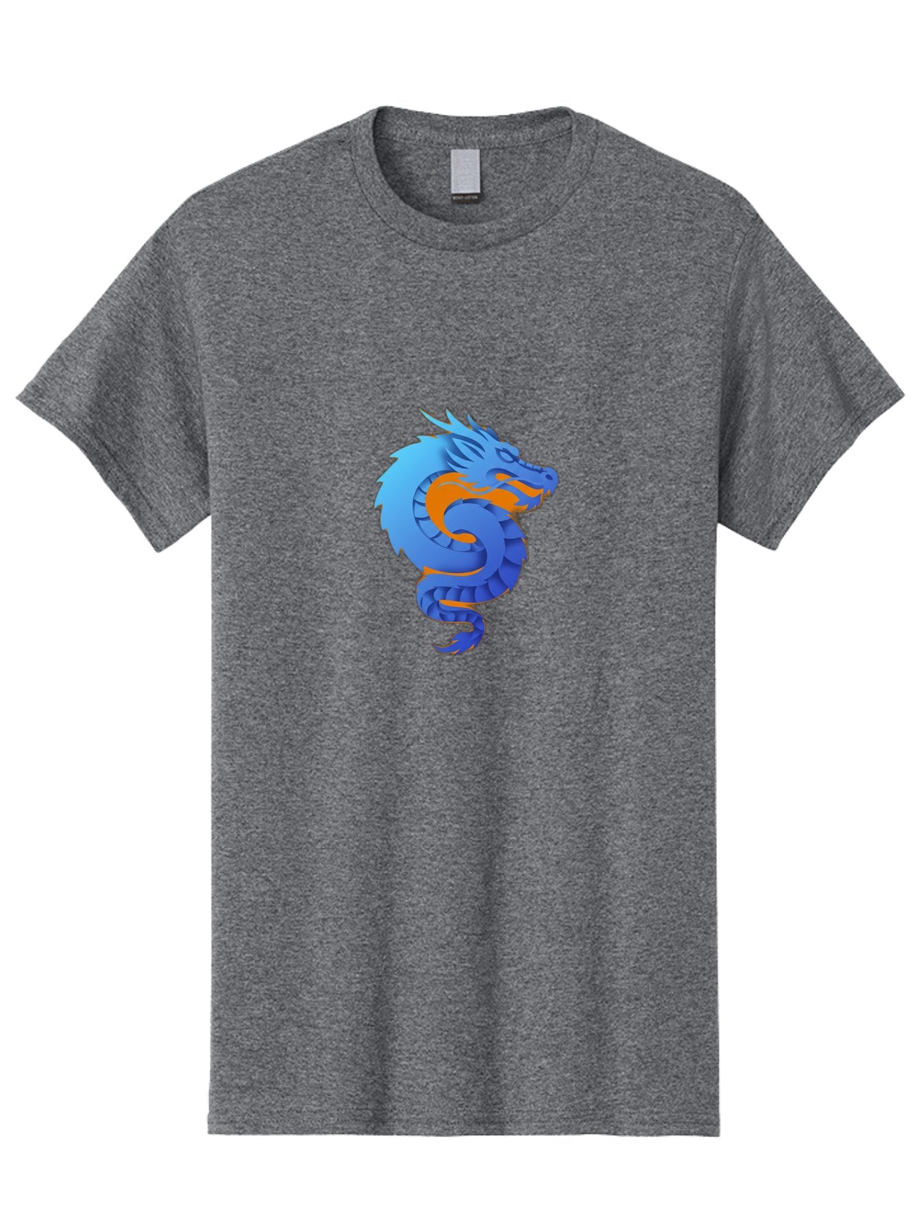 Blue-Dragon Men'S Graphic Tee, 100% Cotton, Comfortable Casual Summer Wear, Machine Washable, Blue Dragon, Orange Flames, Mythical Creature, Fantasy Art, Cartoon Illustration, Digital Graphics, Dragon Design, Logo Concept Baa173 6