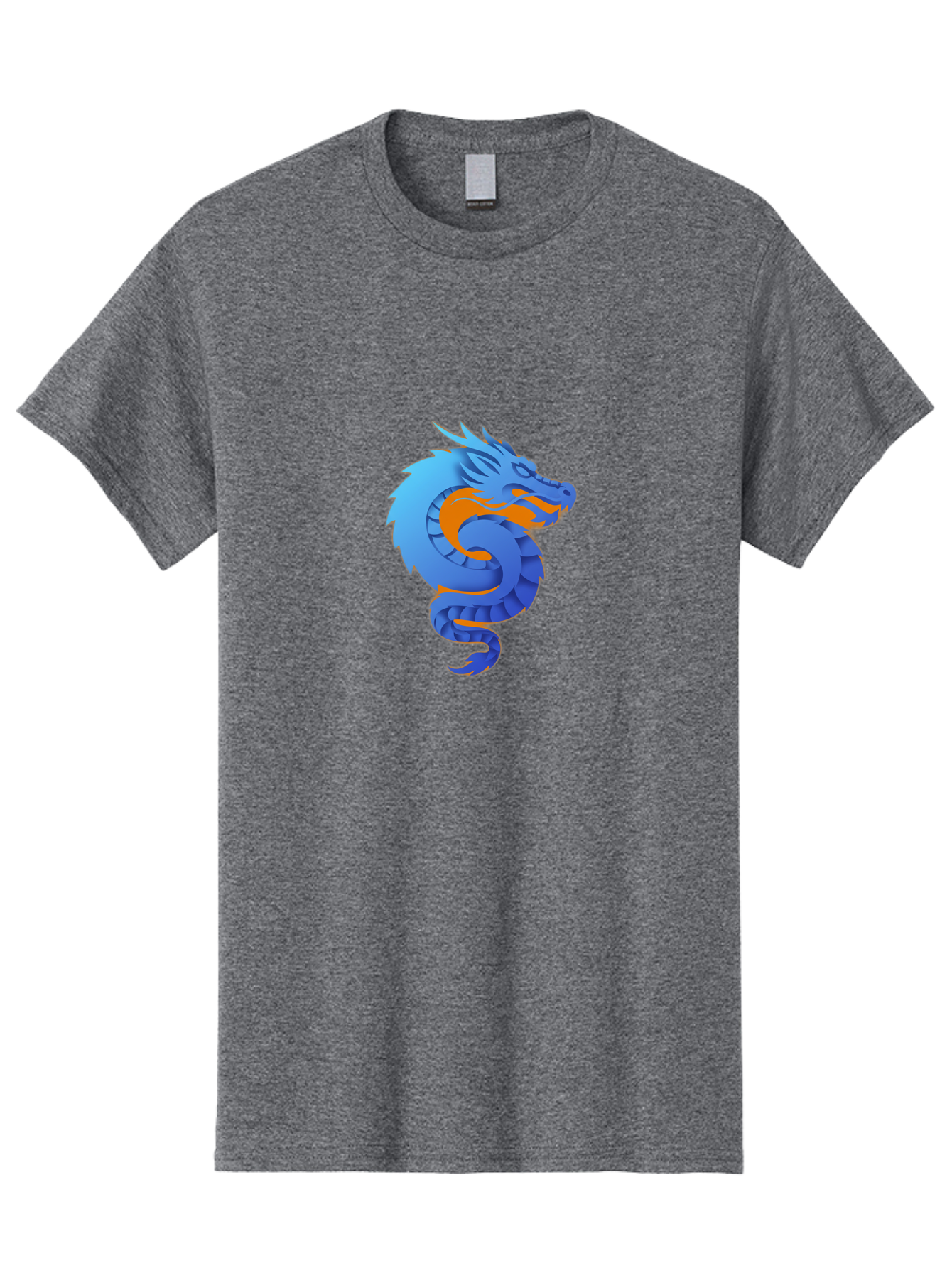 Blue-Dragon Men'S Graphic Tee, 100% Cotton, Comfortable Casual Summer Wear, Machine Washable, Blue Dragon, Orange Flames, Mythical Creature, Fantasy Art, Cartoon Illustration, Digital Graphics, Dragon Design, Logo Concept Baa173 13