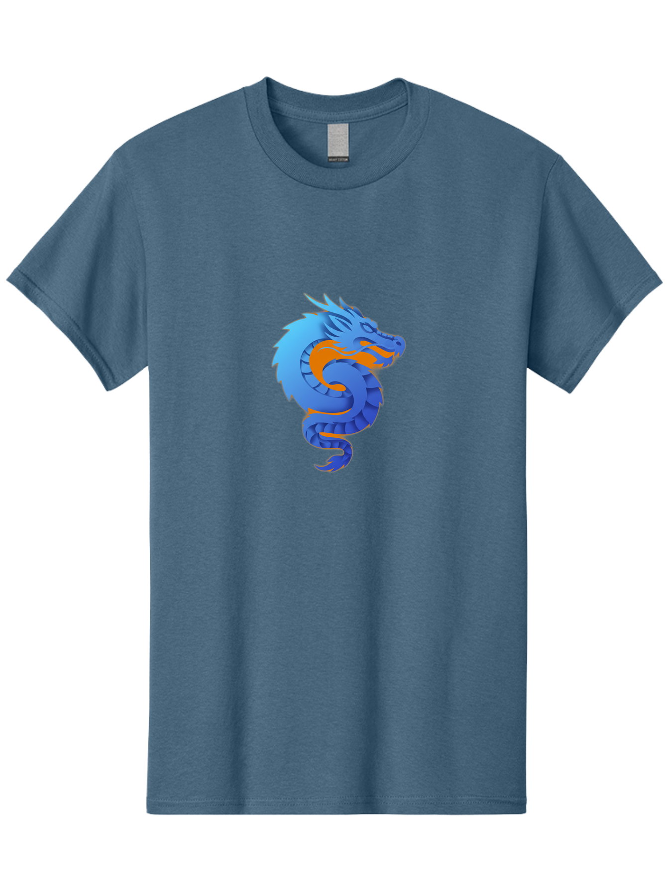 Blue-Dragon Men'S Graphic Tee, 100% Cotton, Comfortable Casual Summer Wear, Machine Washable, Blue Dragon, Orange Flames, Mythical Creature, Fantasy Art, Cartoon Illustration, Digital Graphics, Dragon Design, Logo Concept Baa173 21