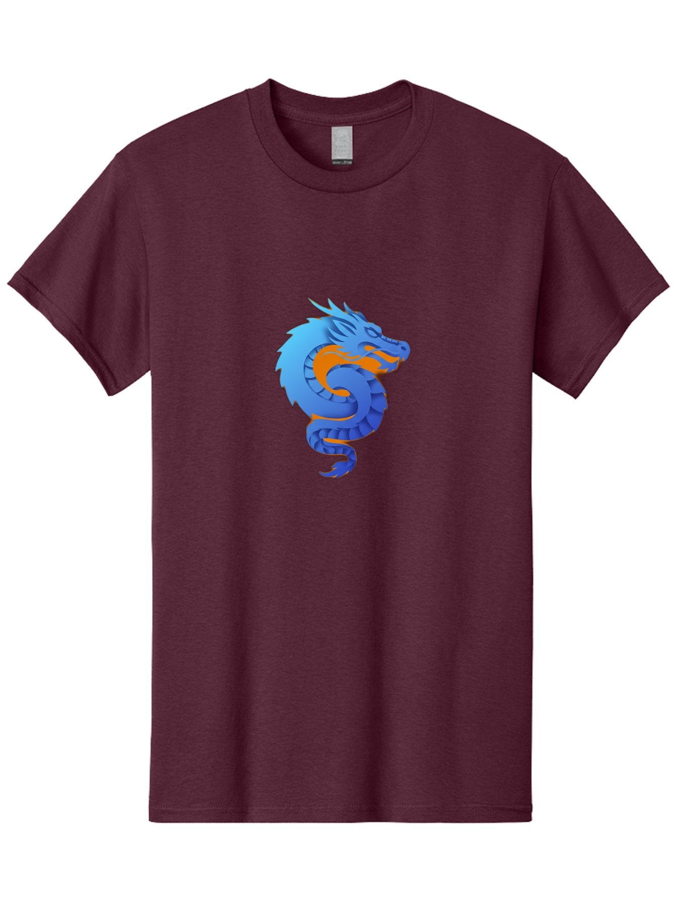 Blue-Dragon Men'S Graphic Tee, 100% Cotton, Comfortable Casual Summer Wear, Machine Washable, Blue Dragon, Orange Flames, Mythical Creature, Fantasy Art, Cartoon Illustration, Digital Graphics, Dragon Design, Logo Concept Baa173 11
