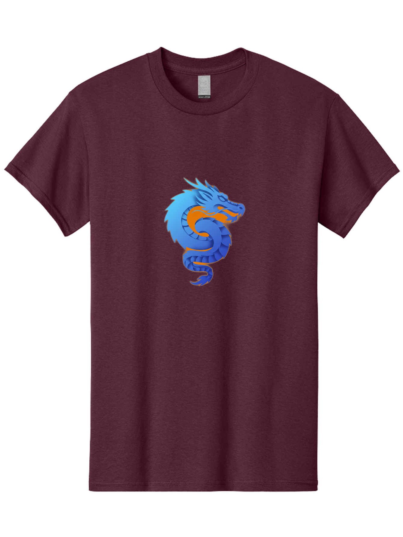 Blue-Dragon Men'S Graphic Tee, 100% Cotton, Comfortable Casual Summer Wear, Machine Washable, Blue Dragon, Orange Flames, Mythical Creature, Fantasy Art, Cartoon Illustration, Digital Graphics, Dragon Design, Logo Concept Baa173 7