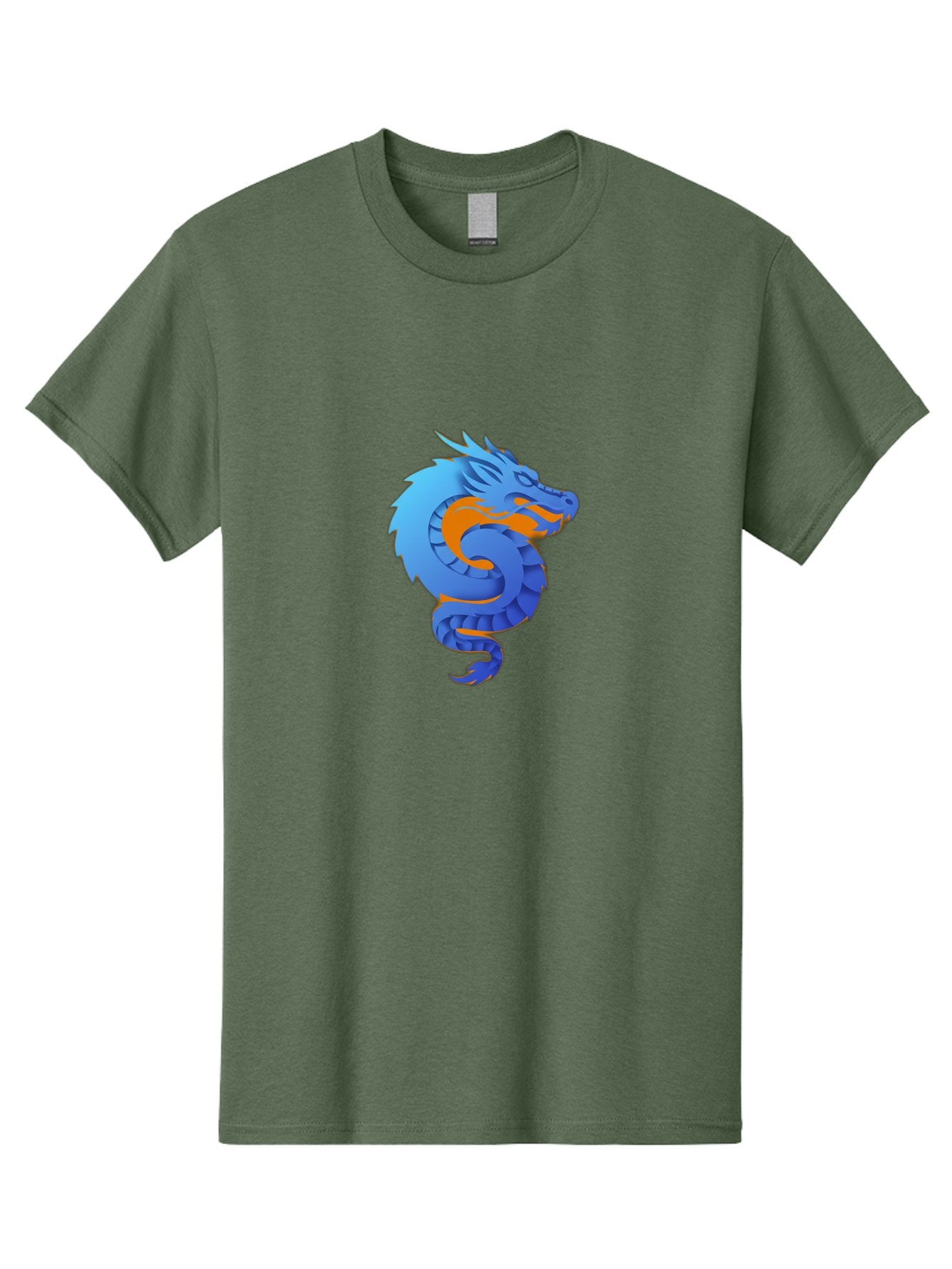 Blue-Dragon Men'S Graphic Tee, 100% Cotton, Comfortable Casual Summer Wear, Machine Washable, Blue Dragon, Orange Flames, Mythical Creature, Fantasy Art, Cartoon Illustration, Digital Graphics, Dragon Design, Logo Concept Baa173 14