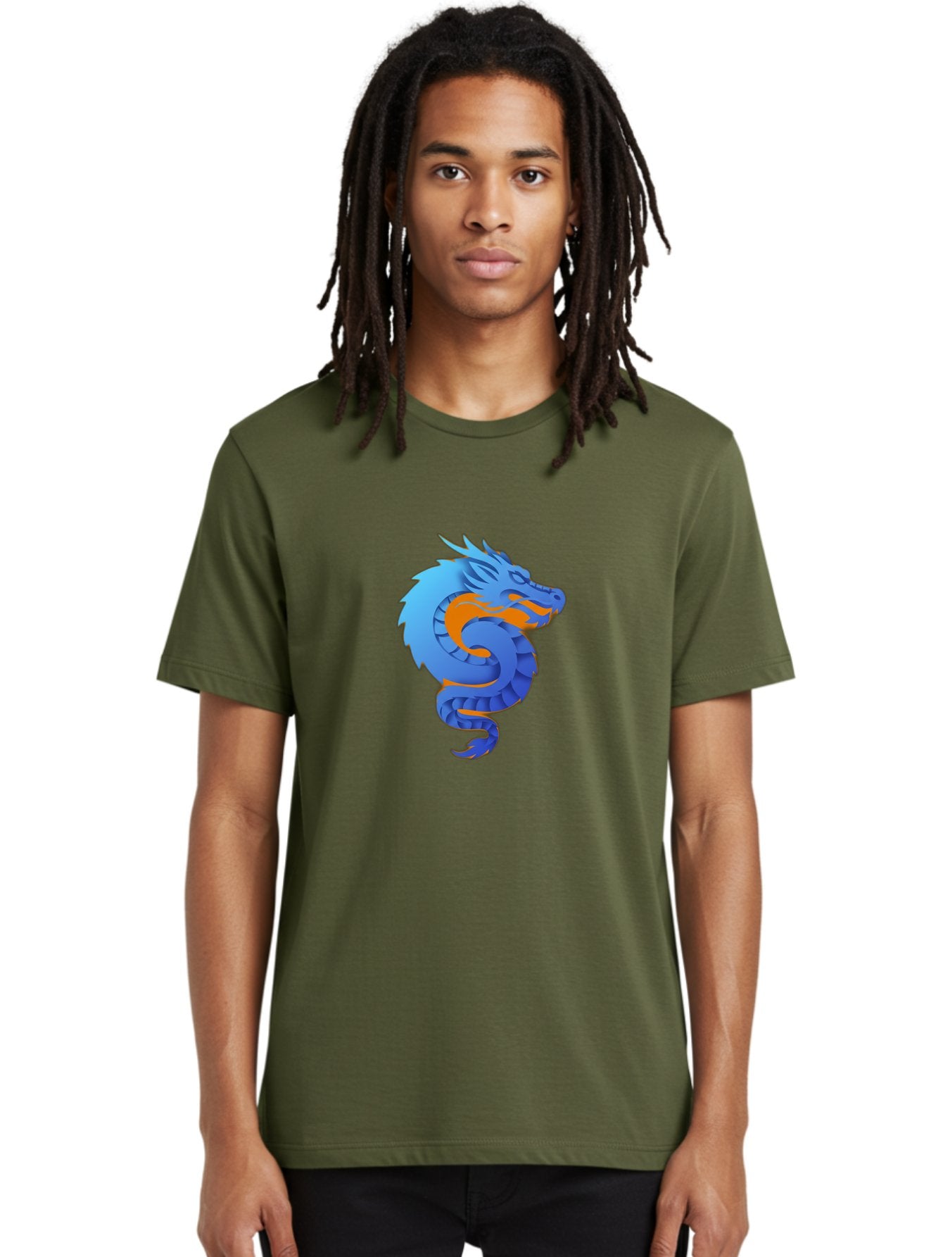 Blue-Dragon Men'S Graphic Tee, 100% Cotton, Comfortable Casual Summer Wear, Machine Washable, Blue Dragon, Orange Flames, Mythical Creature, Fantasy Art, Cartoon Illustration, Digital Graphics, Dragon Design, Logo Concept Baa173 29