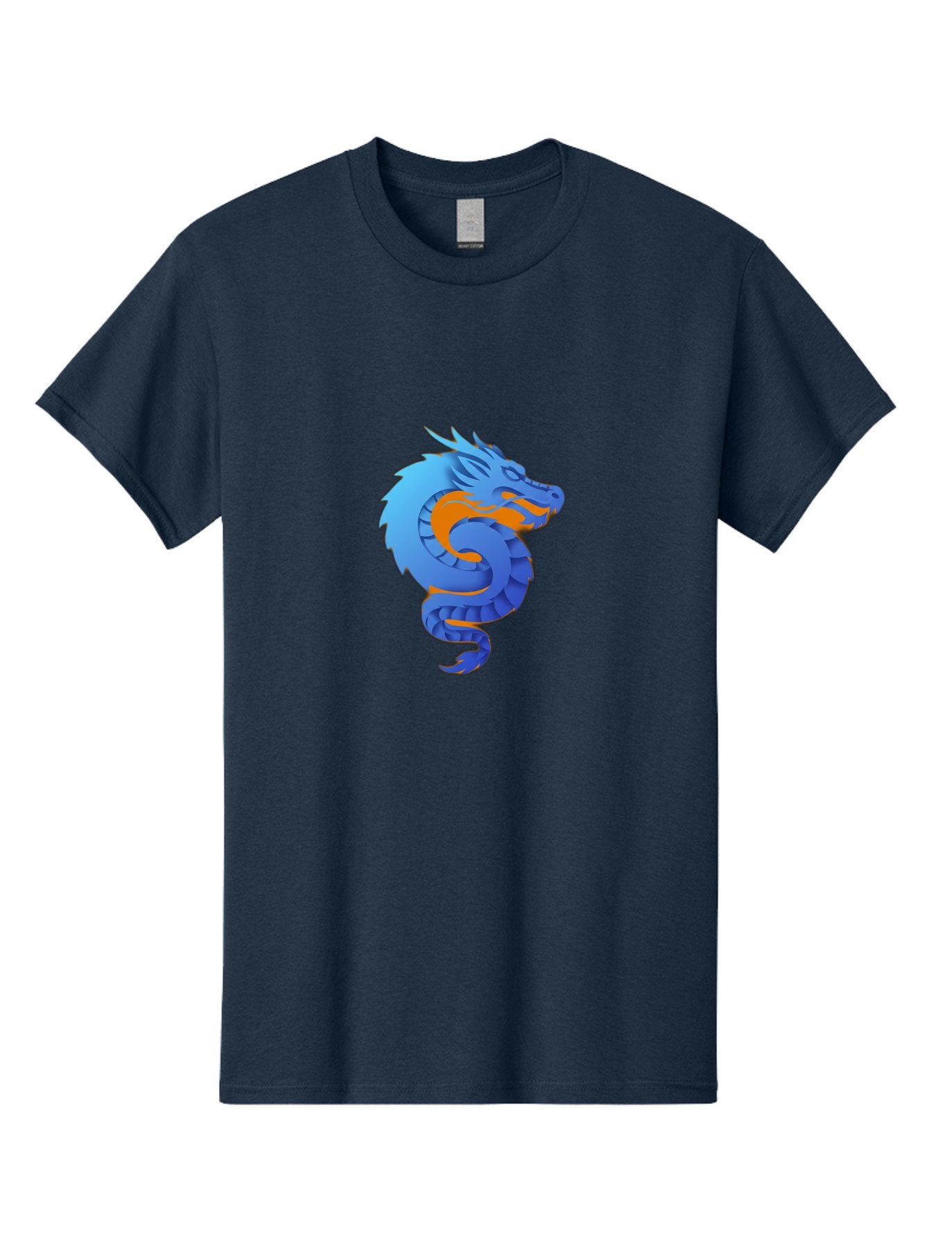 Blue-Dragon Men'S Graphic Tee, 100% Cotton, Comfortable Casual Summer Wear, Machine Washable, Blue Dragon, Orange Flames, Mythical Creature, Fantasy Art, Cartoon Illustration, Digital Graphics, Dragon Design, Logo Concept Baa173 5