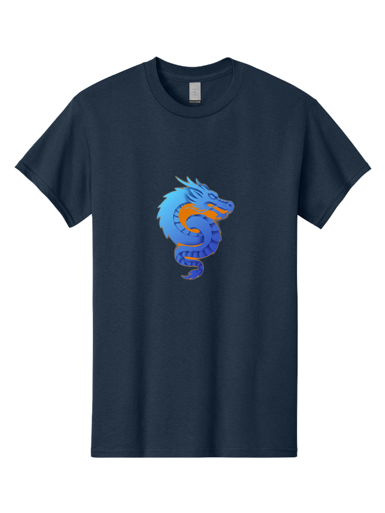 Blue-Dragon Men'S Graphic Tee, 100% Cotton, Comfortable Casual Summer Wear, Machine Washable, Blue Dragon, Orange Flames, Mythical Creature, Fantasy Art, Cartoon Illustration, Digital Graphics, Dragon Design, Logo Concept Baa173 15