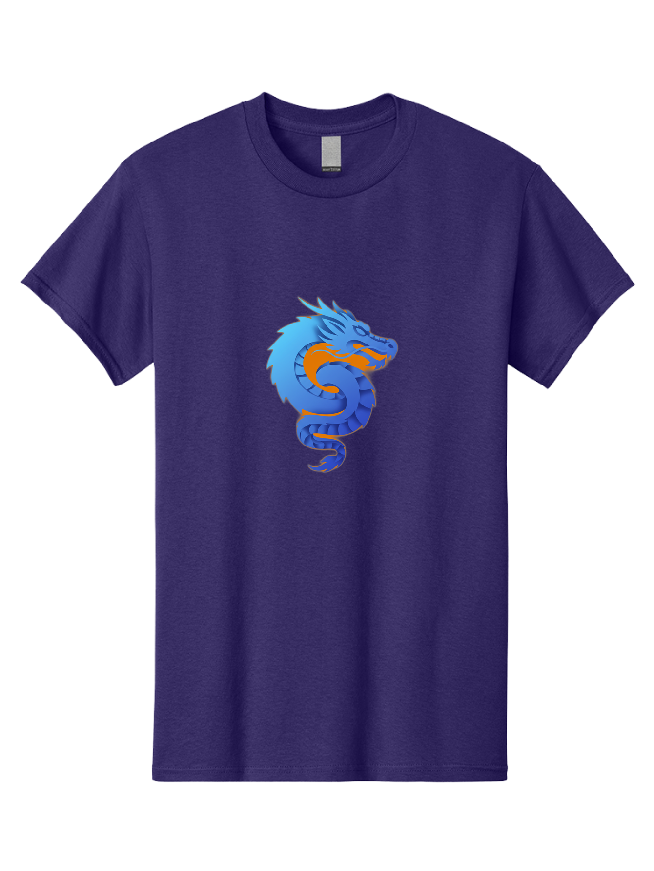 Blue-Dragon Men'S Graphic Tee, 100% Cotton, Comfortable Casual Summer Wear, Machine Washable, Blue Dragon, Orange Flames, Mythical Creature, Fantasy Art, Cartoon Illustration, Digital Graphics, Dragon Design, Logo Concept Baa173 5