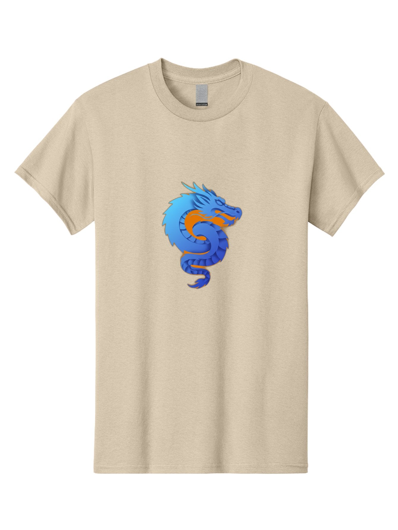 Blue-Dragon Men'S Graphic Tee, 100% Cotton, Comfortable Casual Summer Wear, Machine Washable, Blue Dragon, Orange Flames, Mythical Creature, Fantasy Art, Cartoon Illustration, Digital Graphics, Dragon Design, Logo Concept Baa173 3