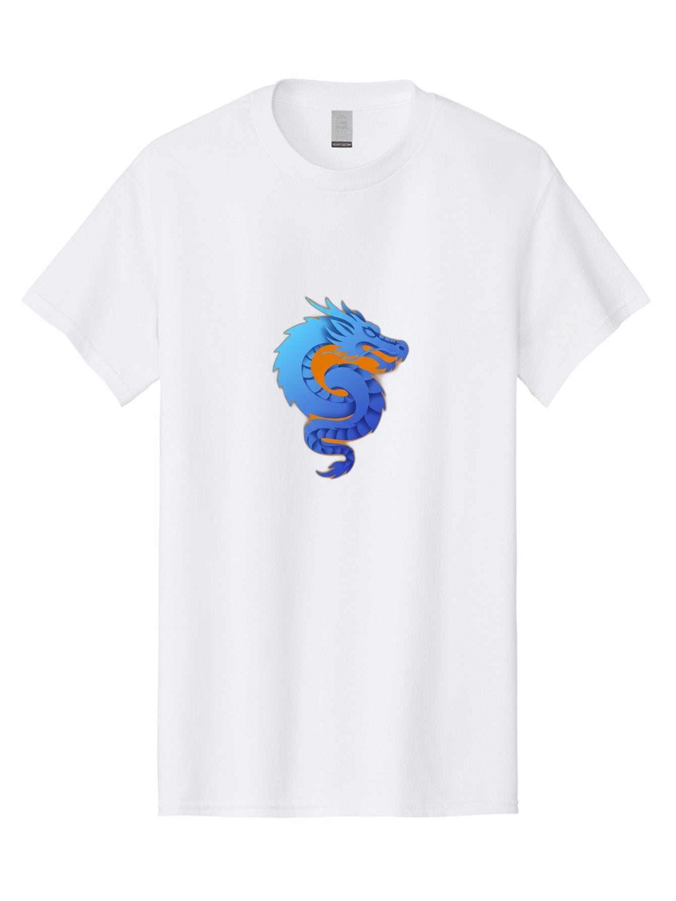 Blue-Dragon Men'S Graphic Tee, 100% Cotton, Comfortable Casual Summer Wear, Machine Washable, Blue Dragon, Orange Flames, Mythical Creature, Fantasy Art, Cartoon Illustration, Digital Graphics, Dragon Design, Logo Concept Baa173 8