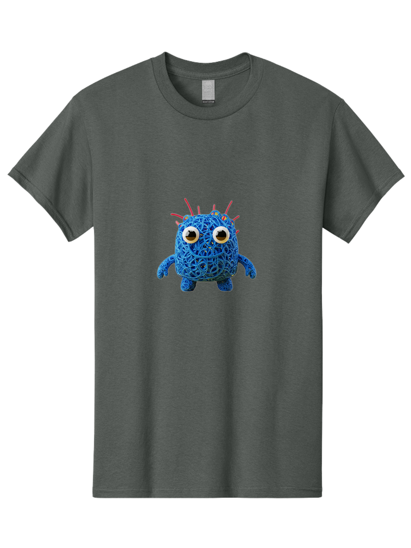 Blue-Germ Men'S Graphic Tee, 100% Cotton, Comfortable Casual Summer Wear, Machine Washable, Blue Virus Character, Cartoon Virus, Quirky Design, Oversized Eyes, Comical Creature, Abstract Virus Representation, Funny Art, Playful Germ Baa174 29