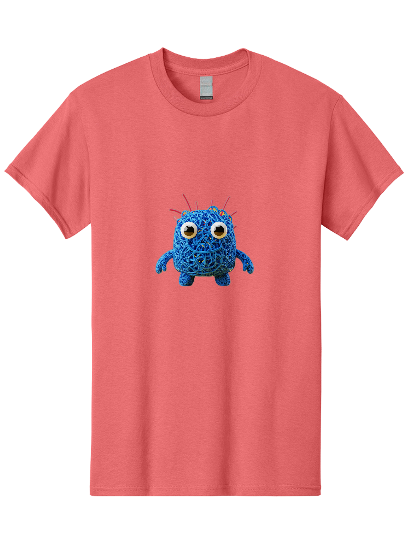 Blue-Germ Men'S Graphic Tee, 100% Cotton, Comfortable Casual Summer Wear, Machine Washable, Blue Virus Character, Cartoon Virus, Quirky Design, Oversized Eyes, Comical Creature, Abstract Virus Representation, Funny Art, Playful Germ Baa174 13