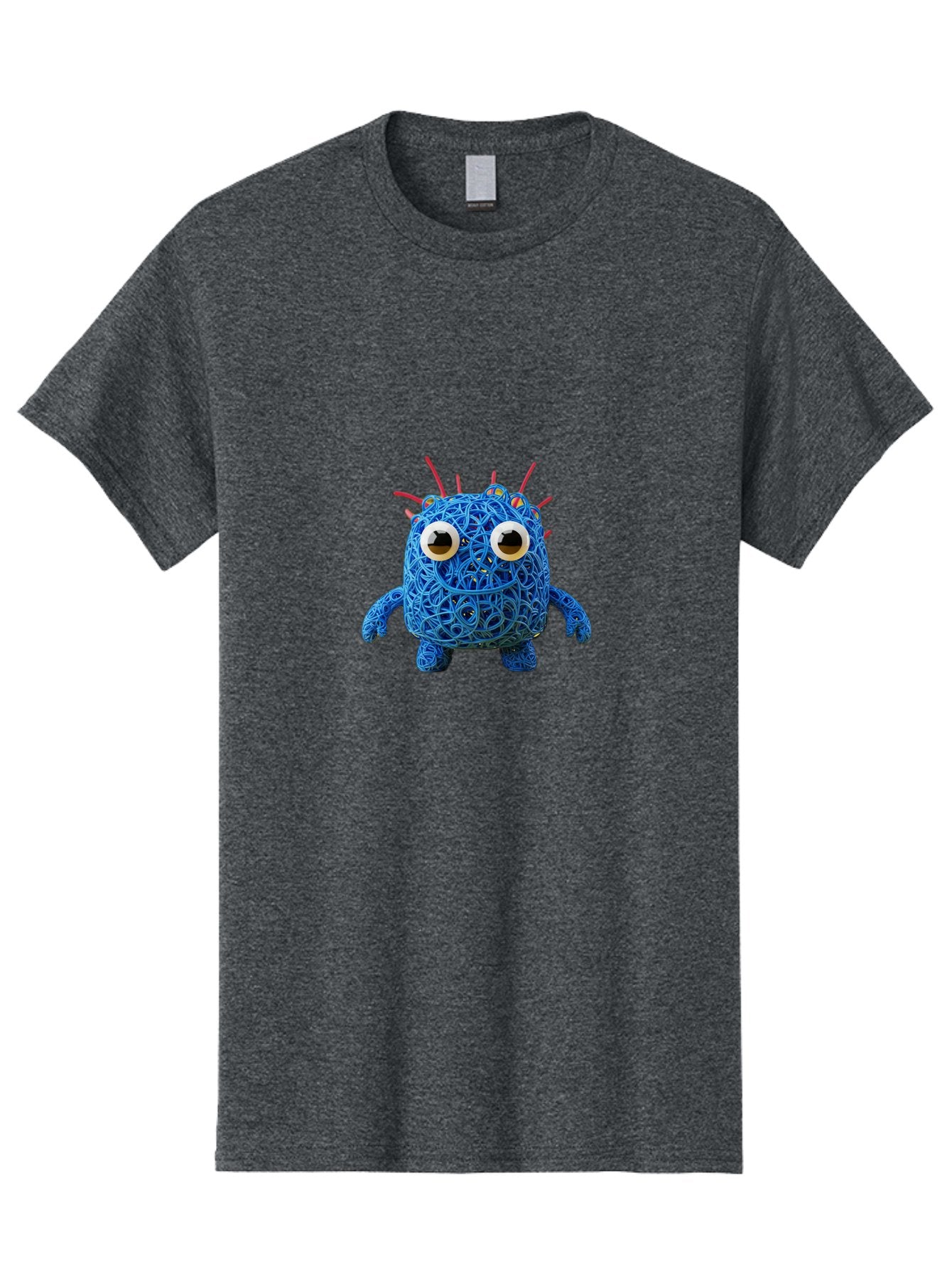 Blue-Germ Men'S Graphic Tee, 100% Cotton, Comfortable Casual Summer Wear, Machine Washable, Blue Virus Character, Cartoon Virus, Quirky Design, Oversized Eyes, Comical Creature, Abstract Virus Representation, Funny Art, Playful Germ Baa174 15