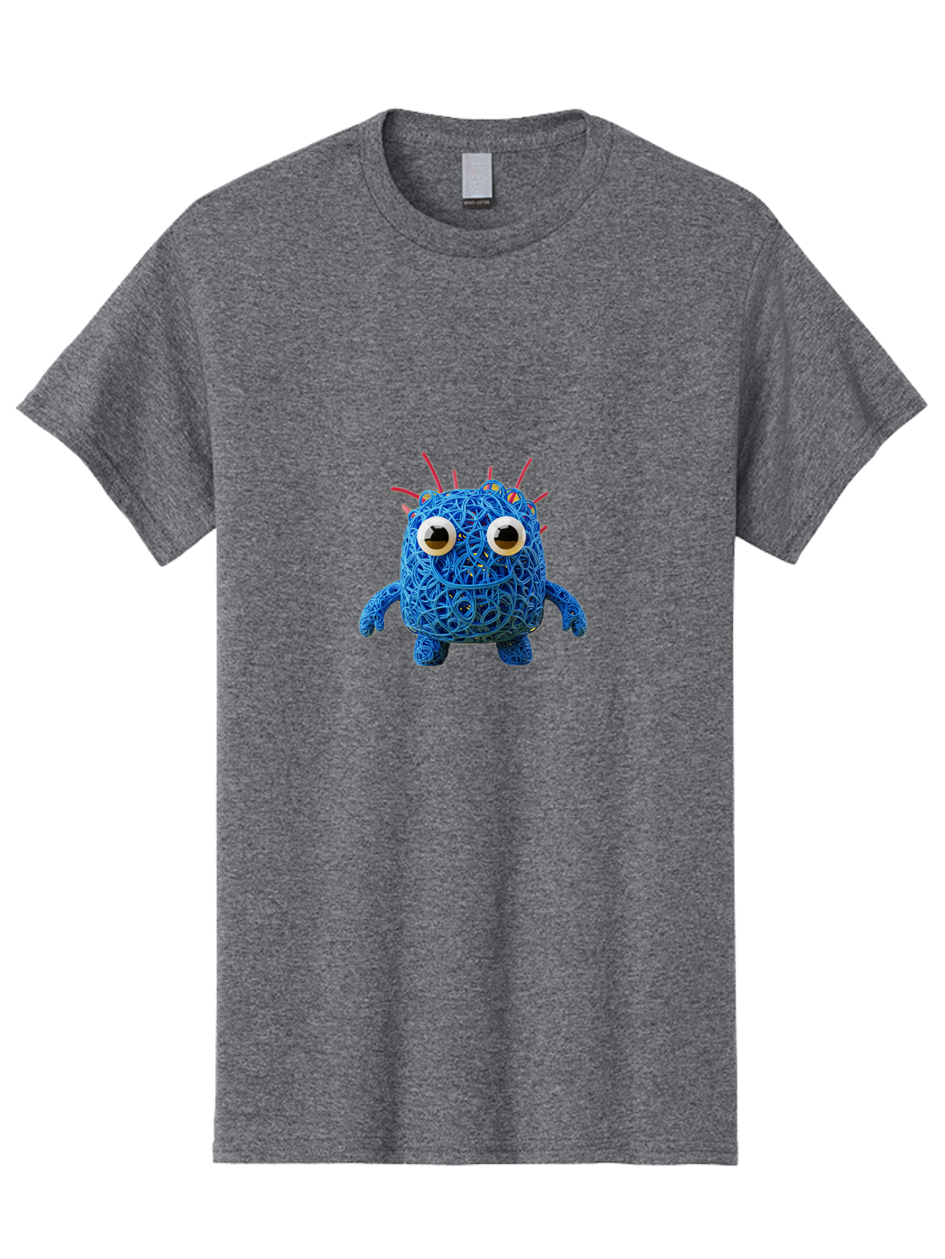 Blue-Germ Men'S Graphic Tee, 100% Cotton, Comfortable Casual Summer Wear, Machine Washable, Blue Virus Character, Cartoon Virus, Quirky Design, Oversized Eyes, Comical Creature, Abstract Virus Representation, Funny Art, Playful Germ Baa174 23