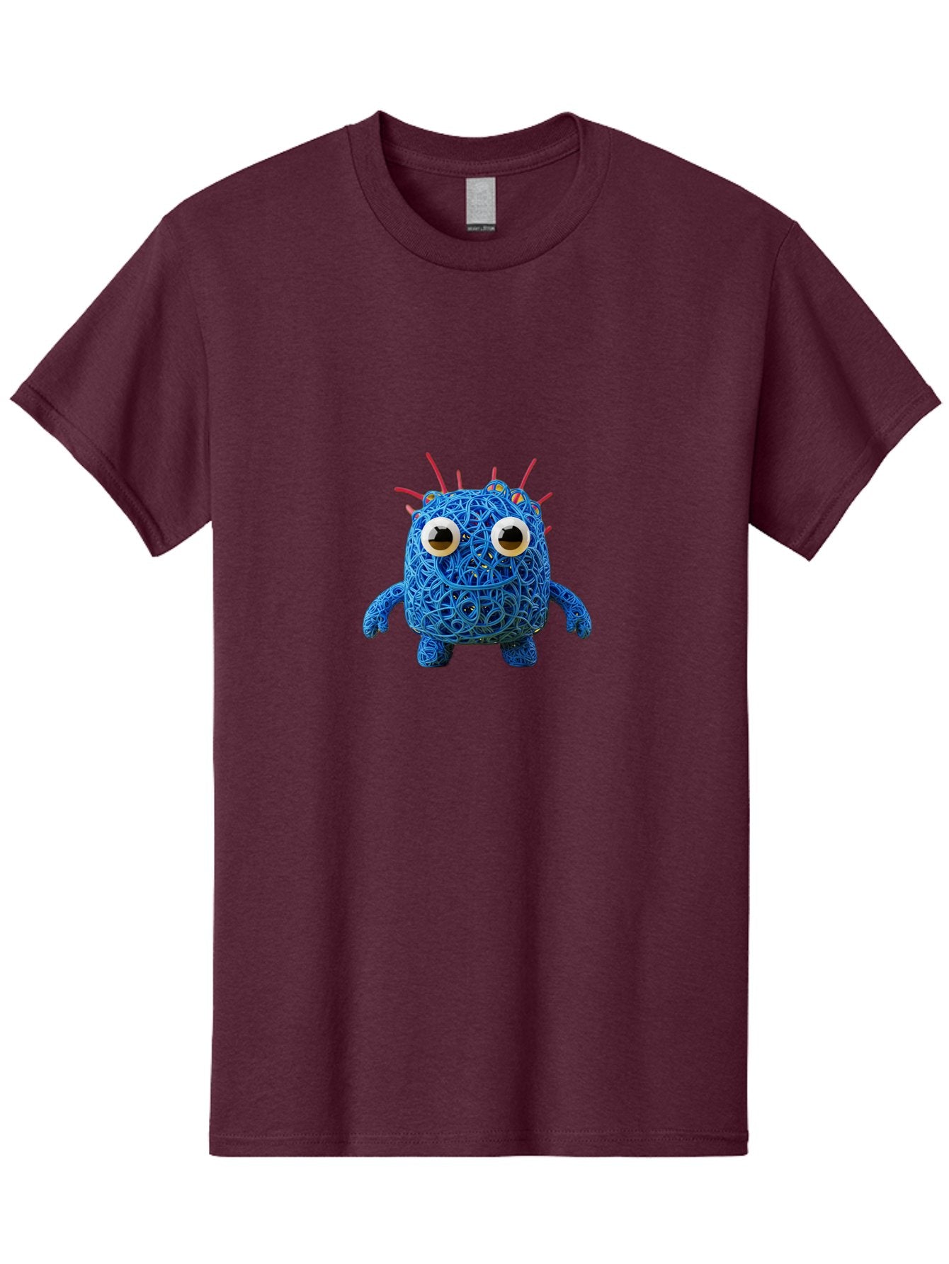 Blue-Germ Men'S Graphic Tee, 100% Cotton, Comfortable Casual Summer Wear, Machine Washable, Blue Virus Character, Cartoon Virus, Quirky Design, Oversized Eyes, Comical Creature, Abstract Virus Representation, Funny Art, Playful Germ Baa174 14